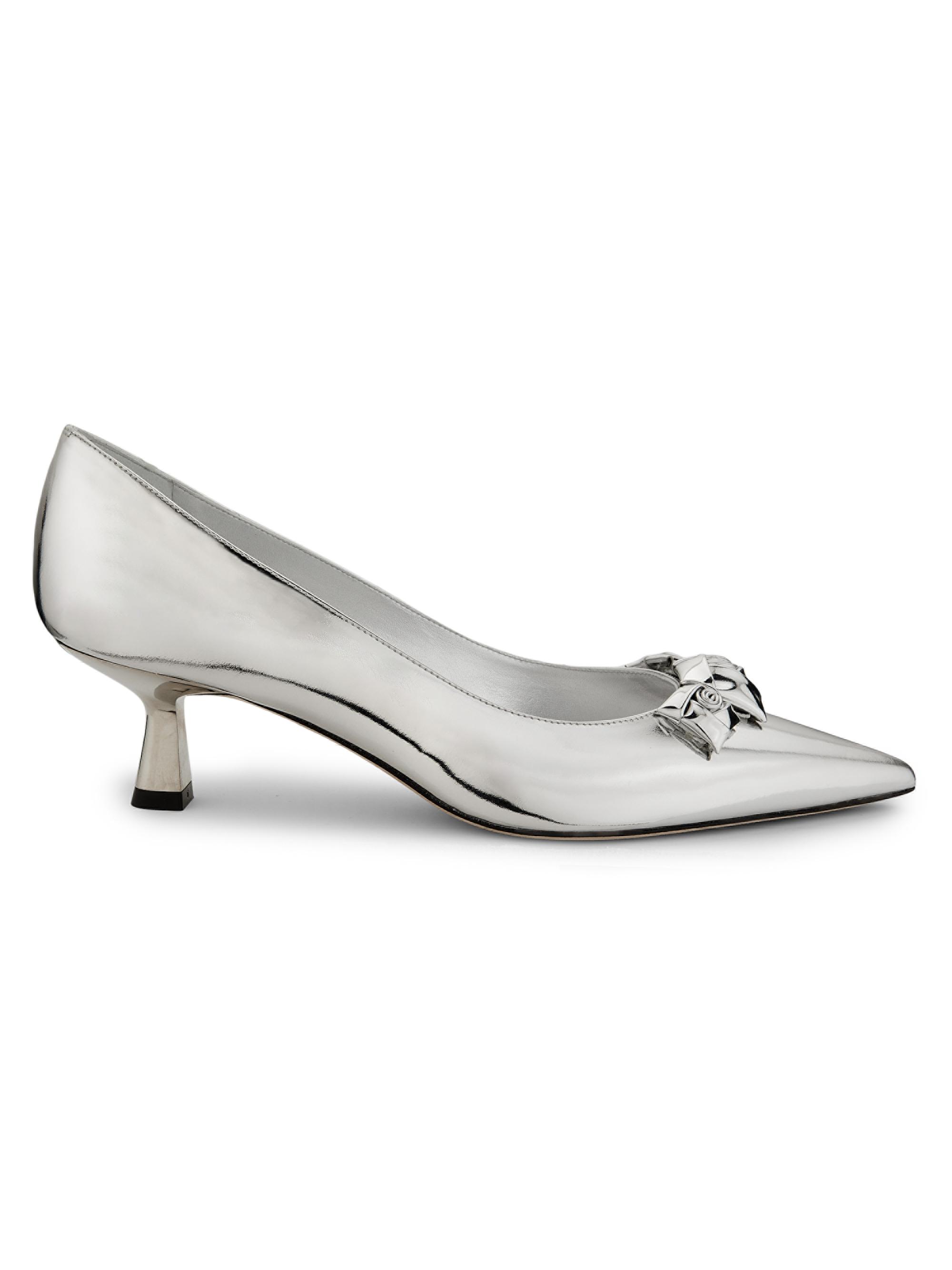 Stuart Weitzman Women's Rosie 50MM Mirrored Leather Pumps - Silver