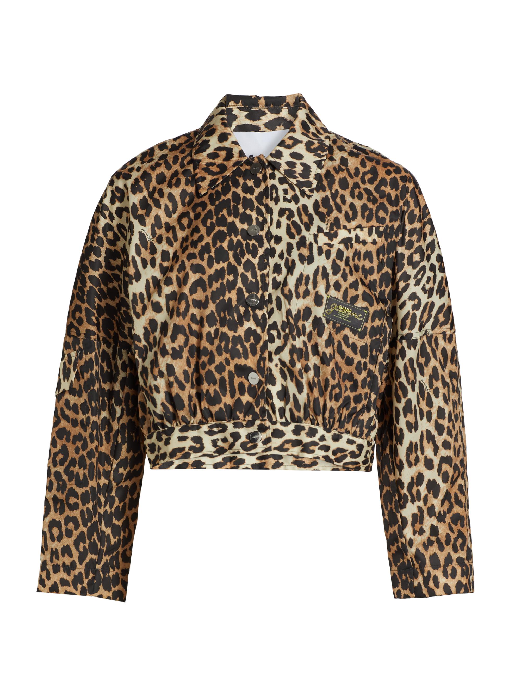 Ganni Women's Duchesse Leopard Short Jacket - Leopard