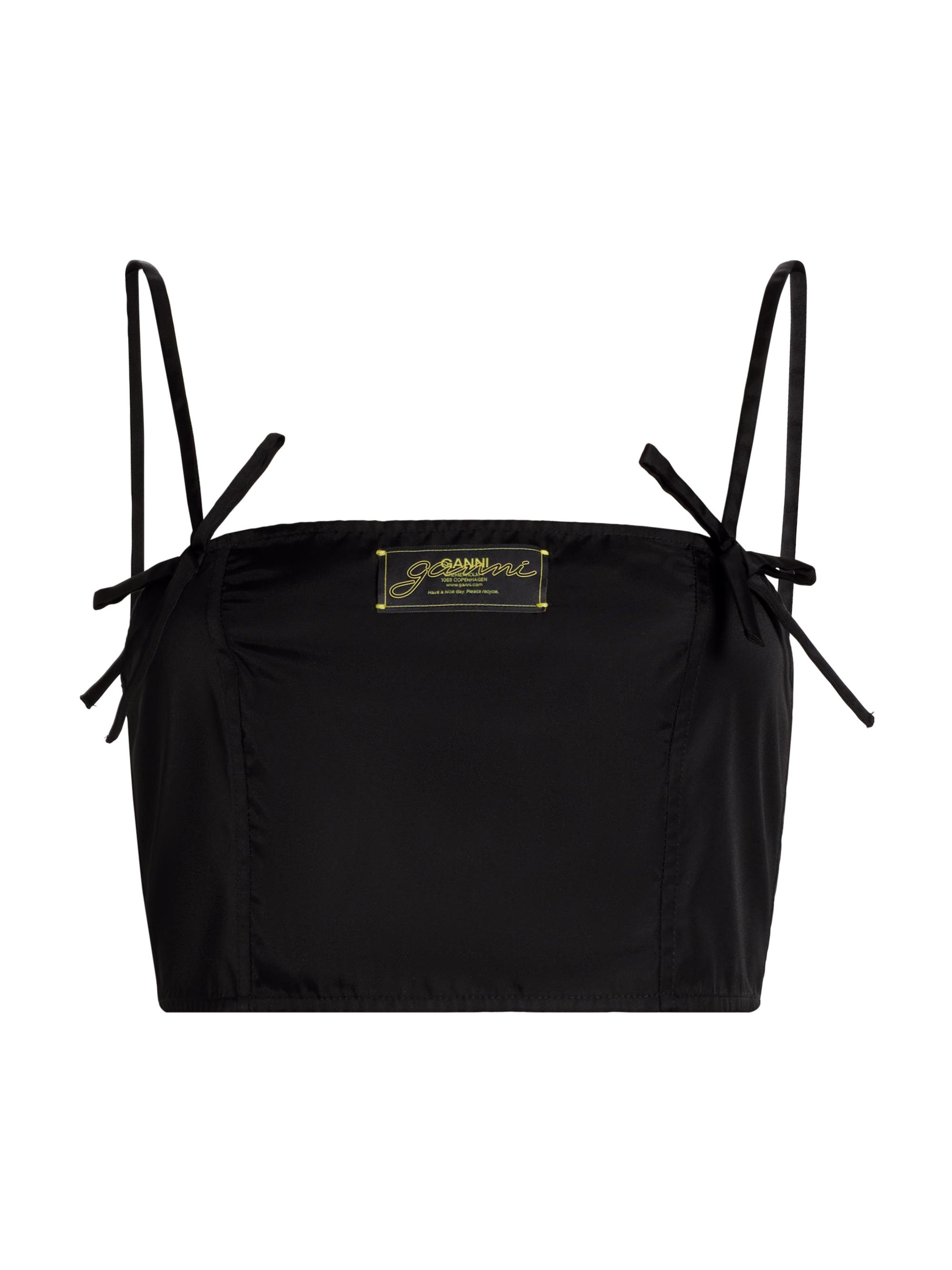 Ganni Women's Duchesse Bow Crop Top - Black