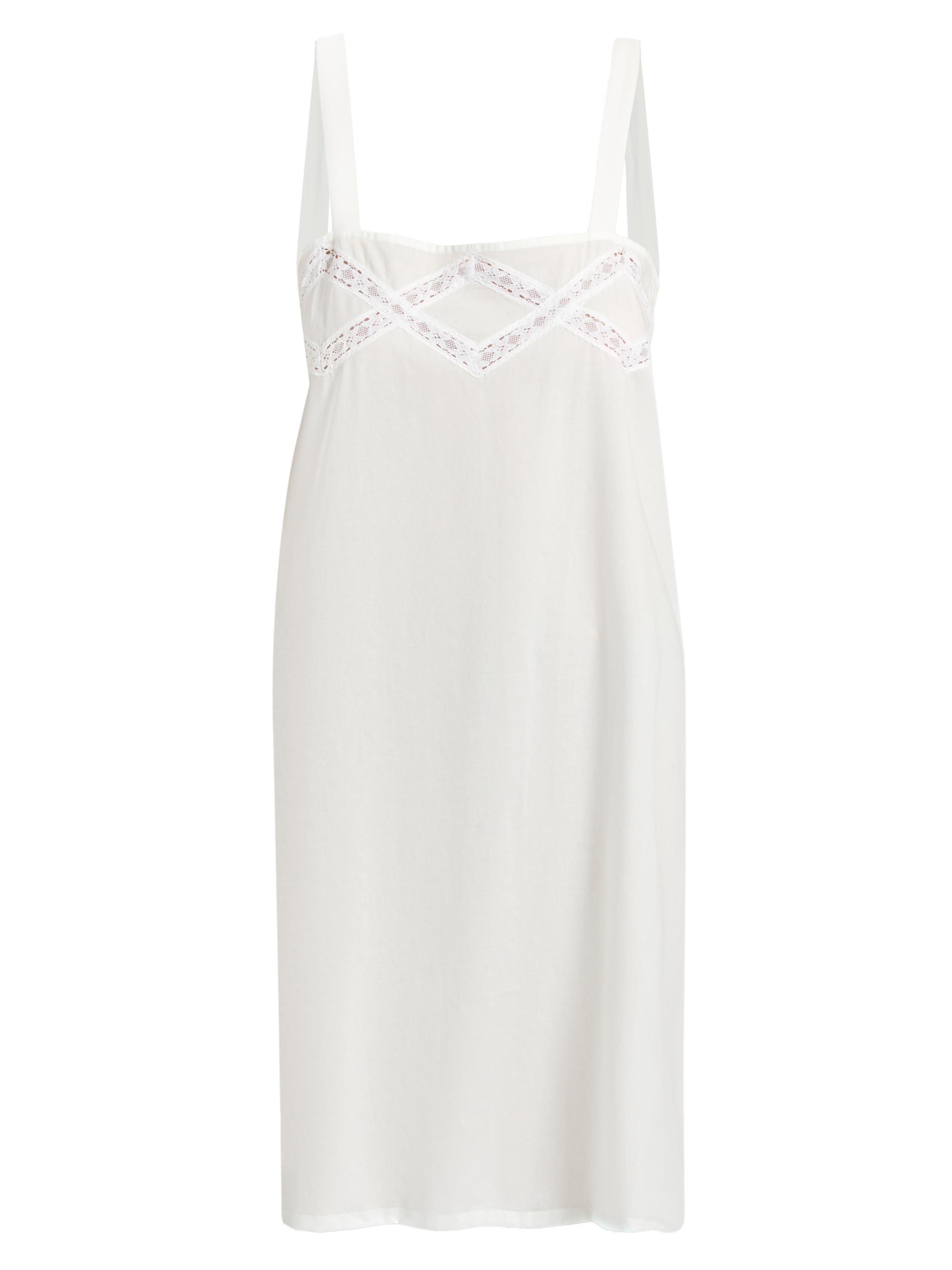 Pour Les Femmes Women's Sun Ruffle Cotton Nightie - White