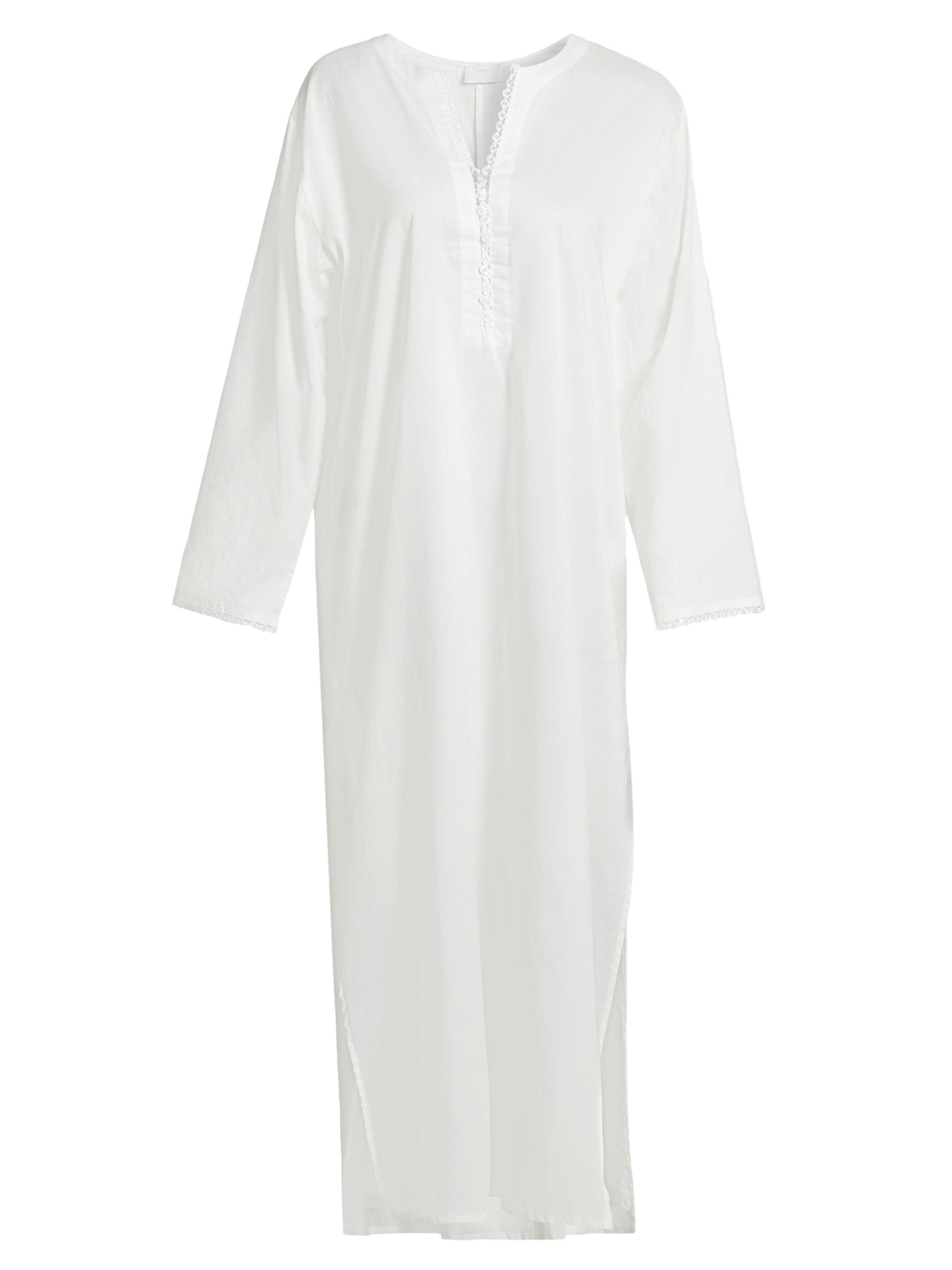 Pour Les Femmes Women's Valentina Lace-Trimmed Kaftan Nightie - White