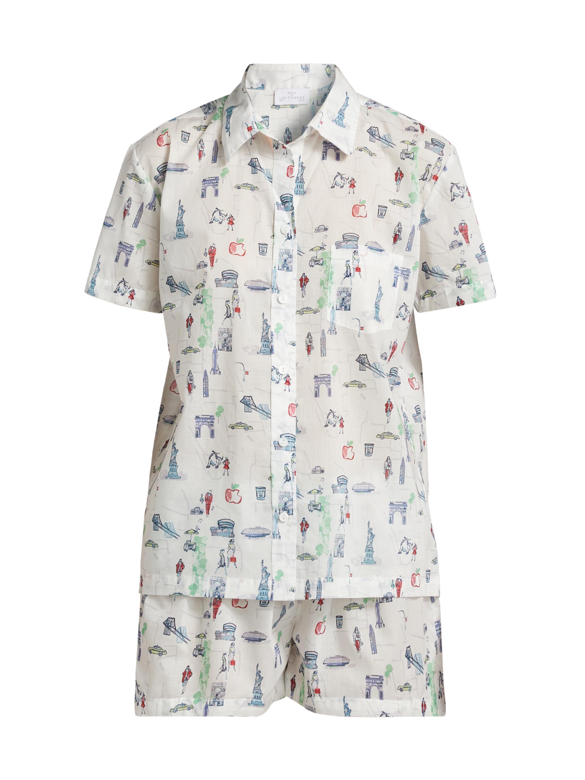 Pour Les Femmes Women's New York Cotton Short Pajama - New York Travel Series