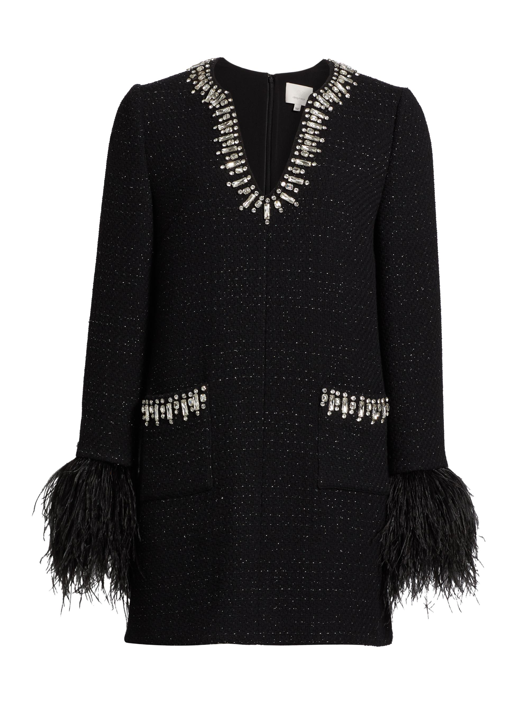 Cinq à Sept Women's Kas Embellished Bouclé Minidress - Black