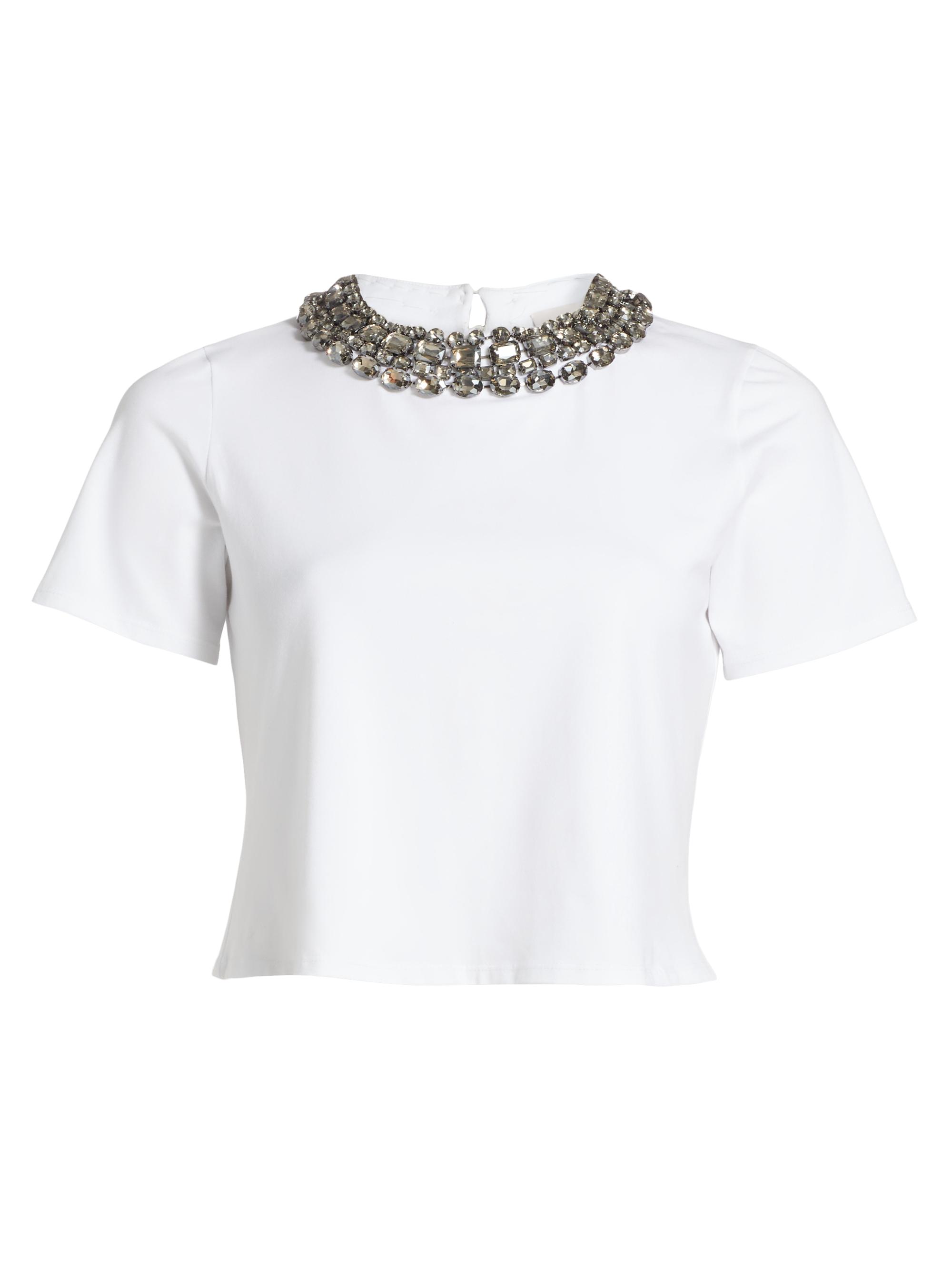 CINQ A SEPT Women's Chunky Necklace Stretch T-Shirt - White