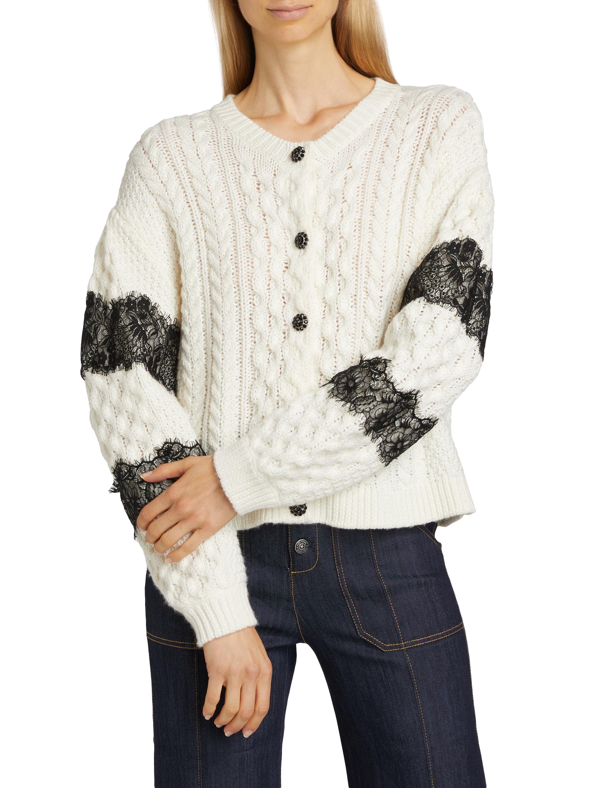 Cinq à Sept Louise Wool-Blend Cable Cardigan | Saks Fifth Avenue