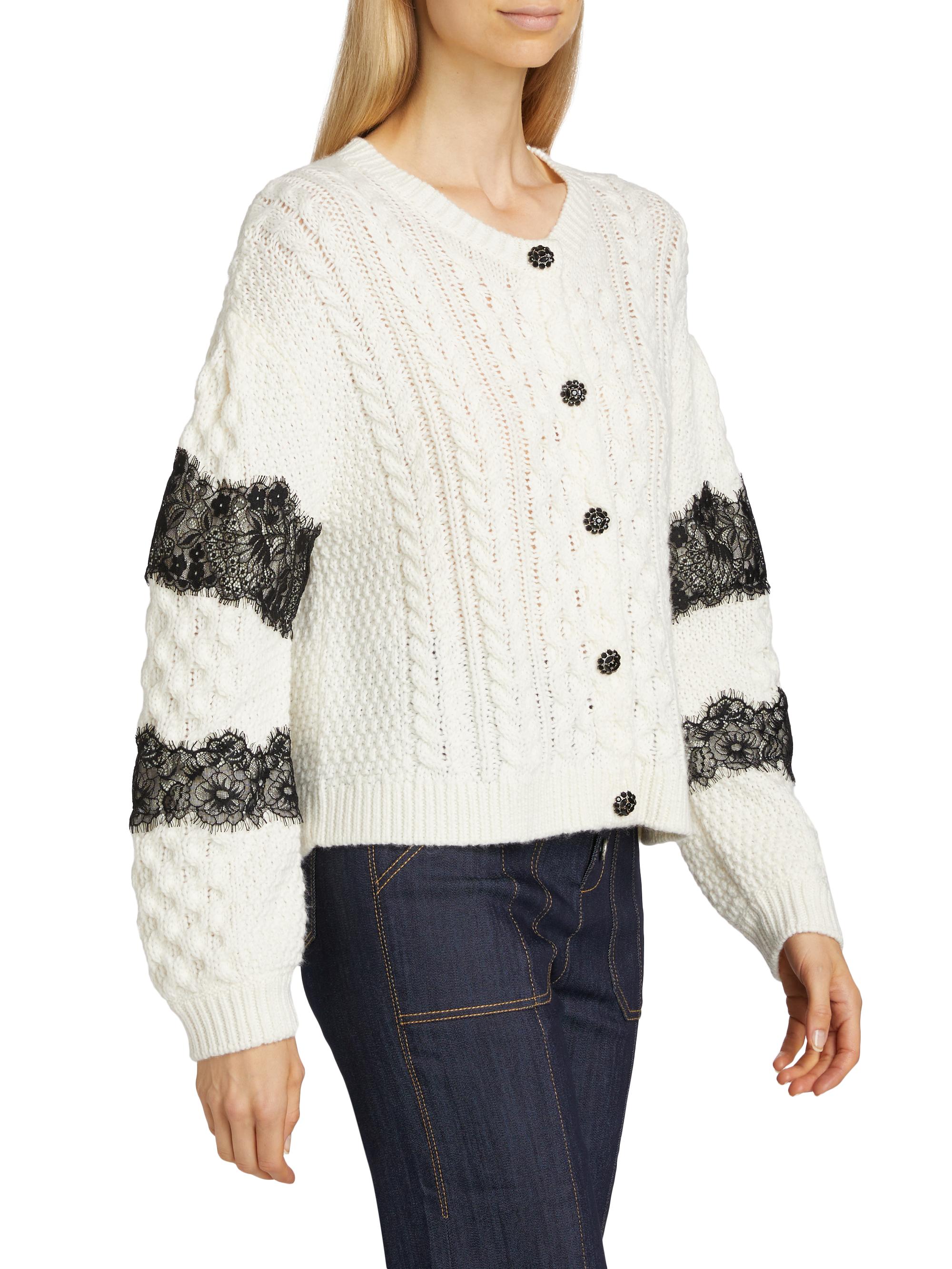 Cinq à Sept Louise Wool-Blend Cable Cardigan | Saks Fifth Avenue