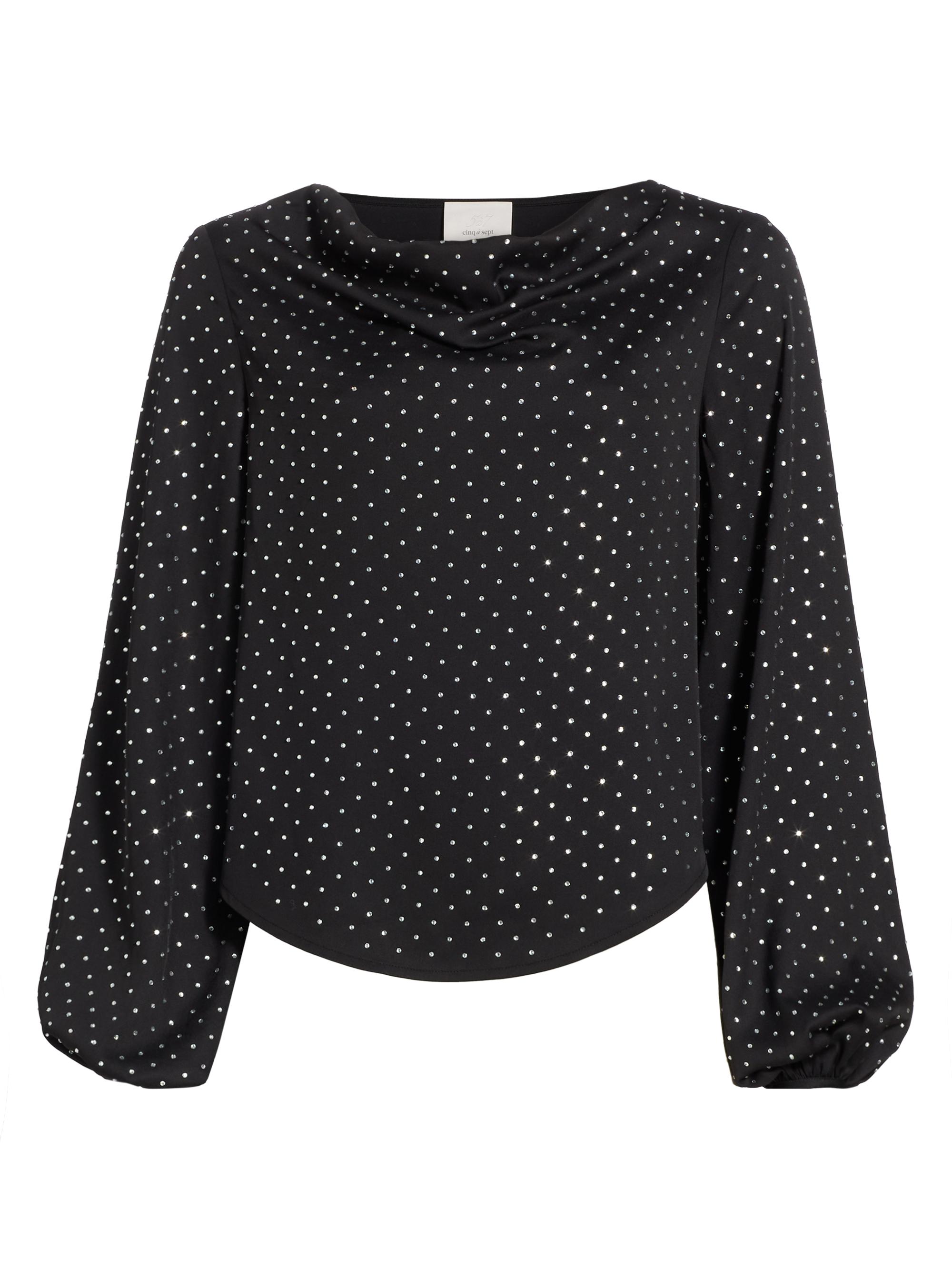 Cinq à Sept Women's Irene Embellished Satin Top - Black