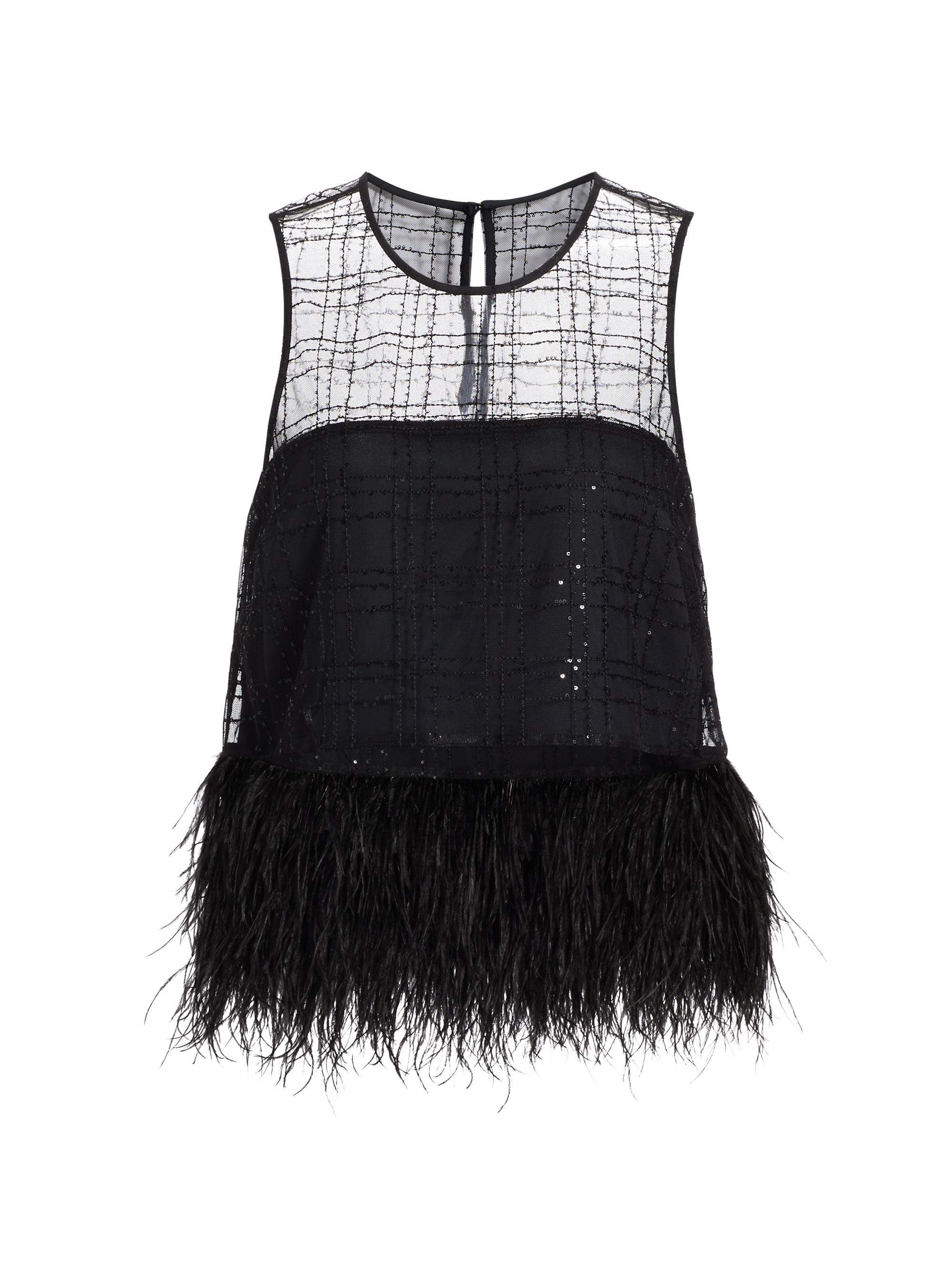 CINQ A SEPT Women's Charisse Sequined Organza Top - Black