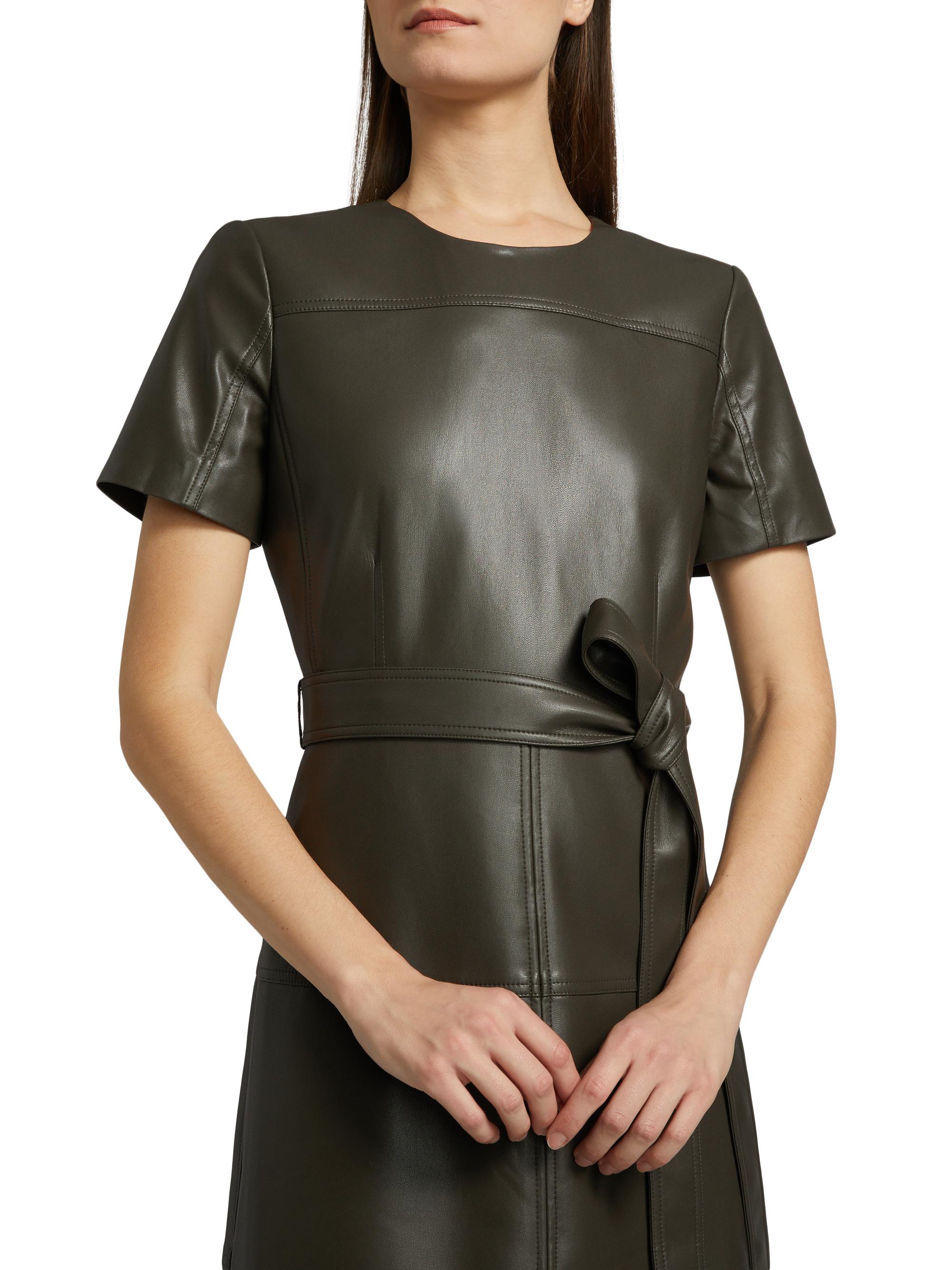 Tanya Taylor Ella Faux Leather Belted Midi-Dress | Saks Fifth Avenue