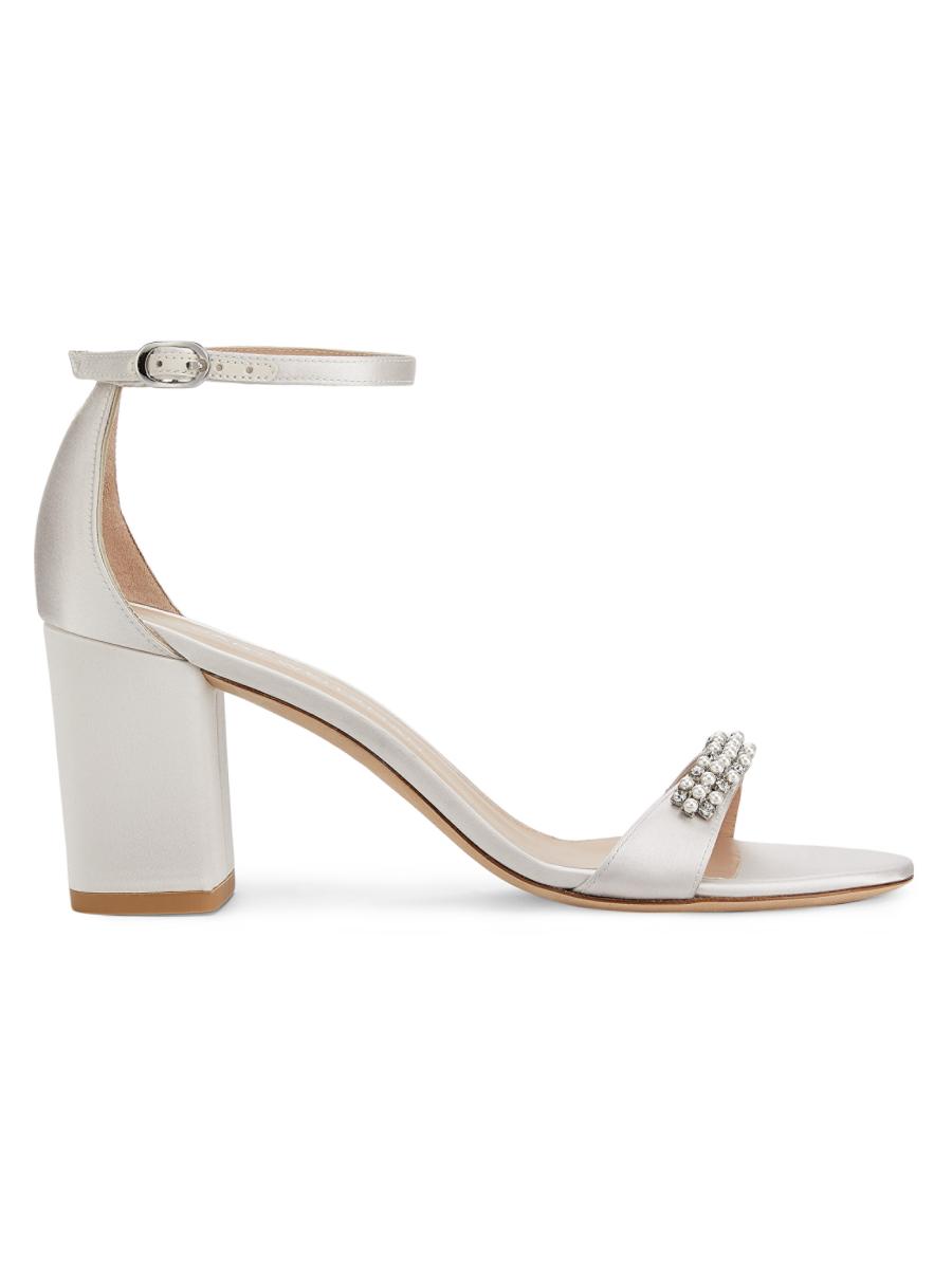 Stuart Weitzman Nudist Poppy 75MM Satin Sandals | Saks Fifth Avenue