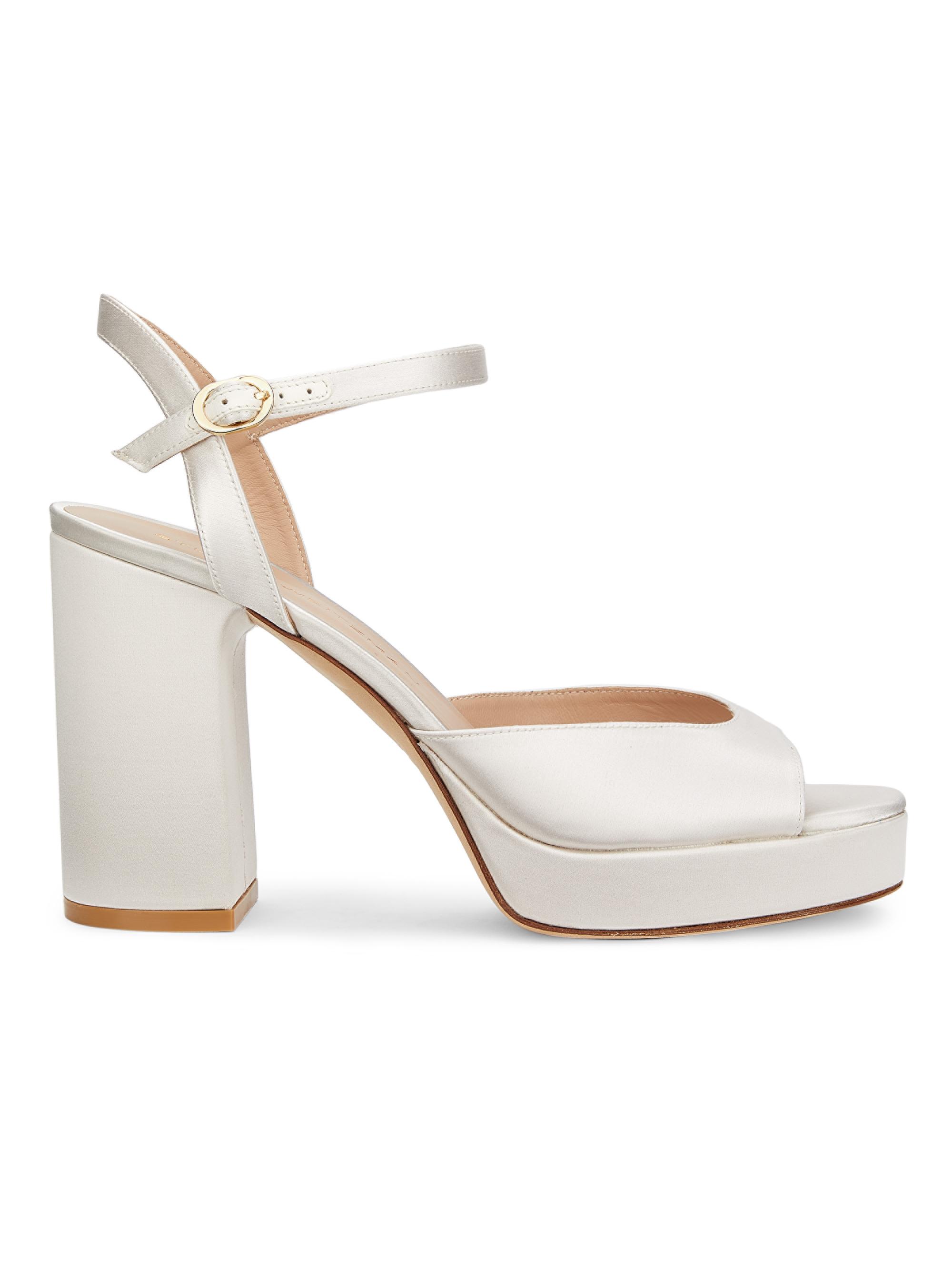 Stuart Weitzman Women's Dayna 100MM Satin Platform Sandals - Cream