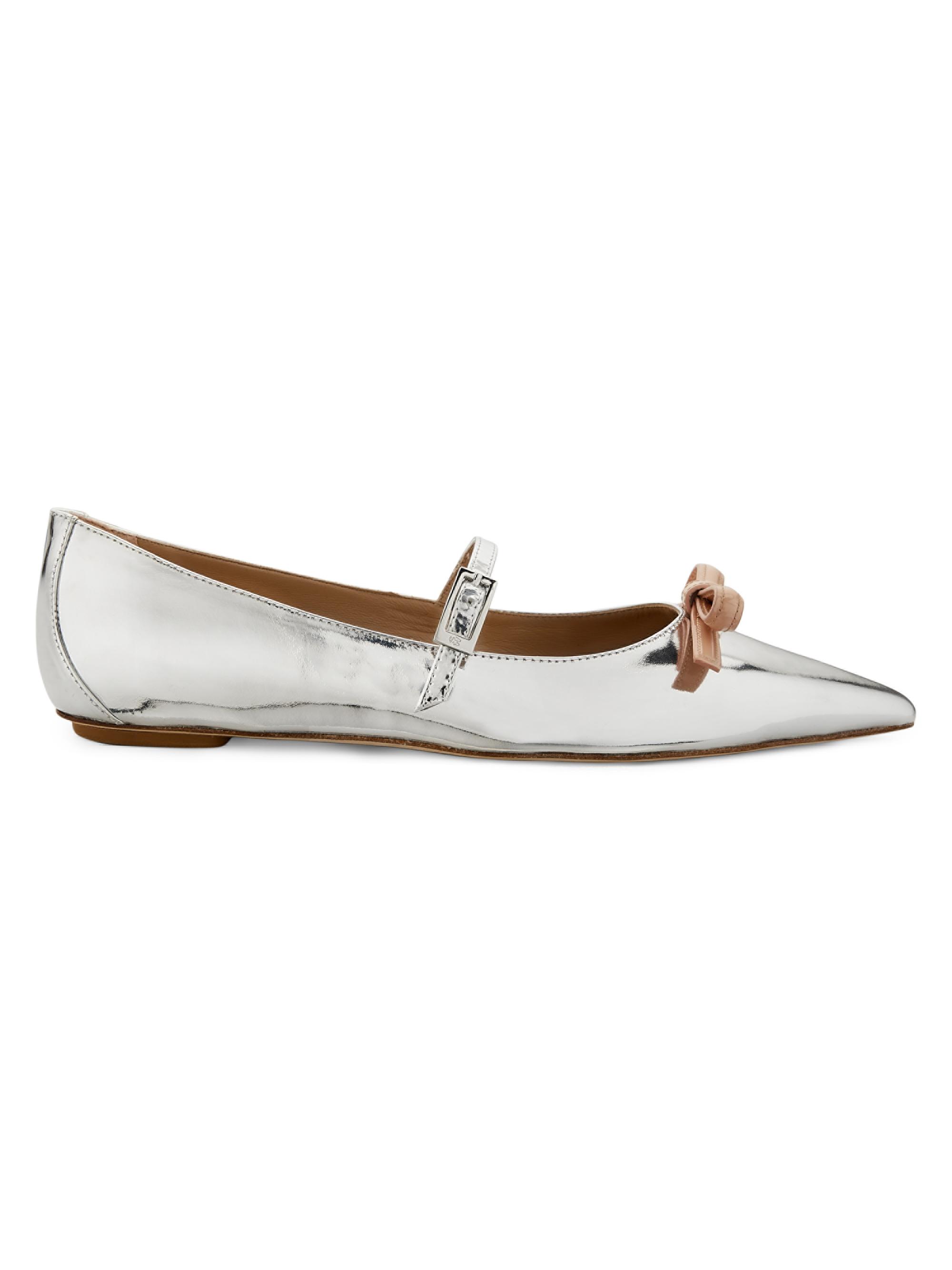 Stuart Weitzman Women's Felicity Mirrored Leather Mary Jane Shoes - Silver Poudre
