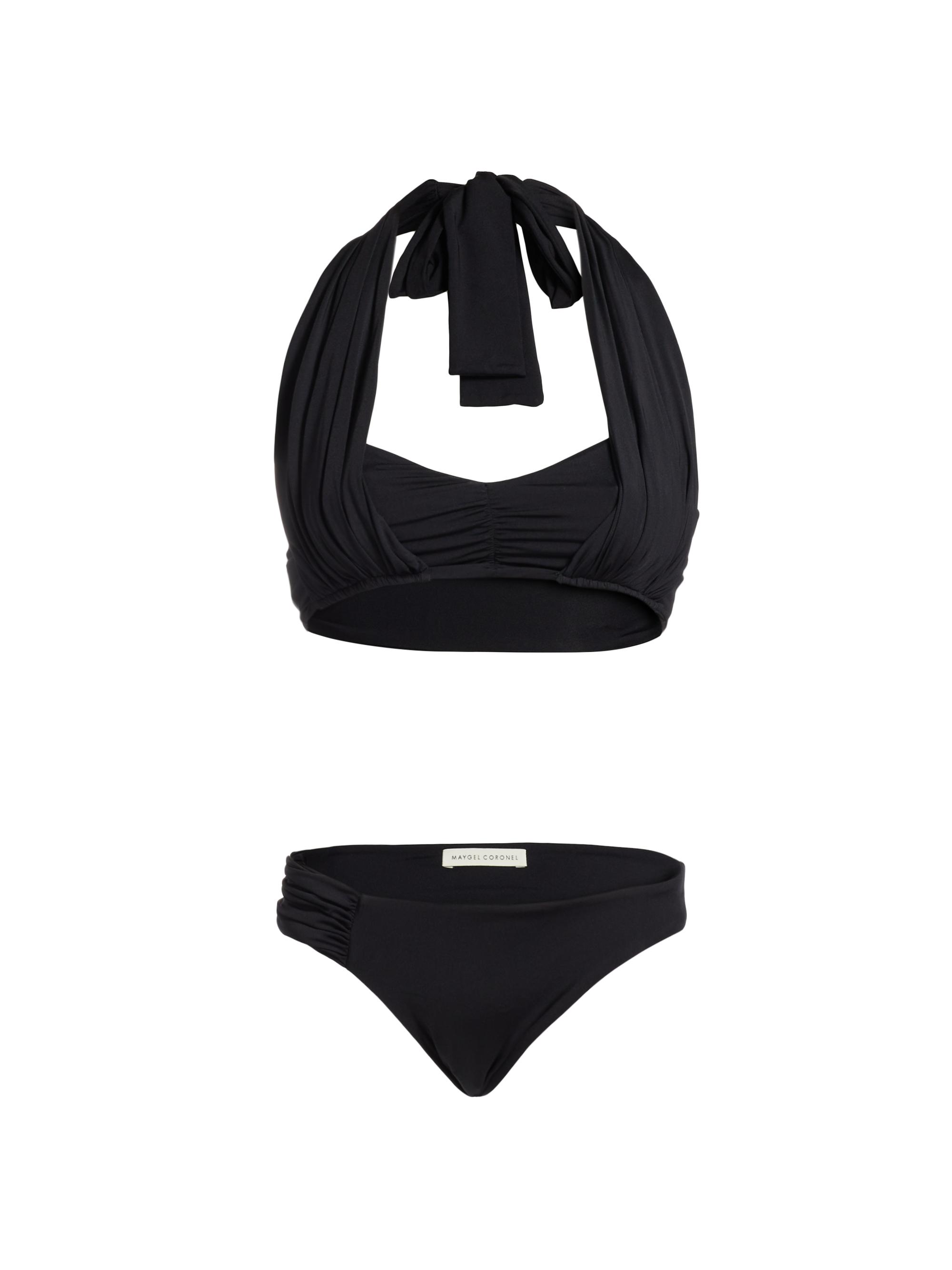 Maygel Coronel Women's Thalassa Ruched Halter Bikini - Black