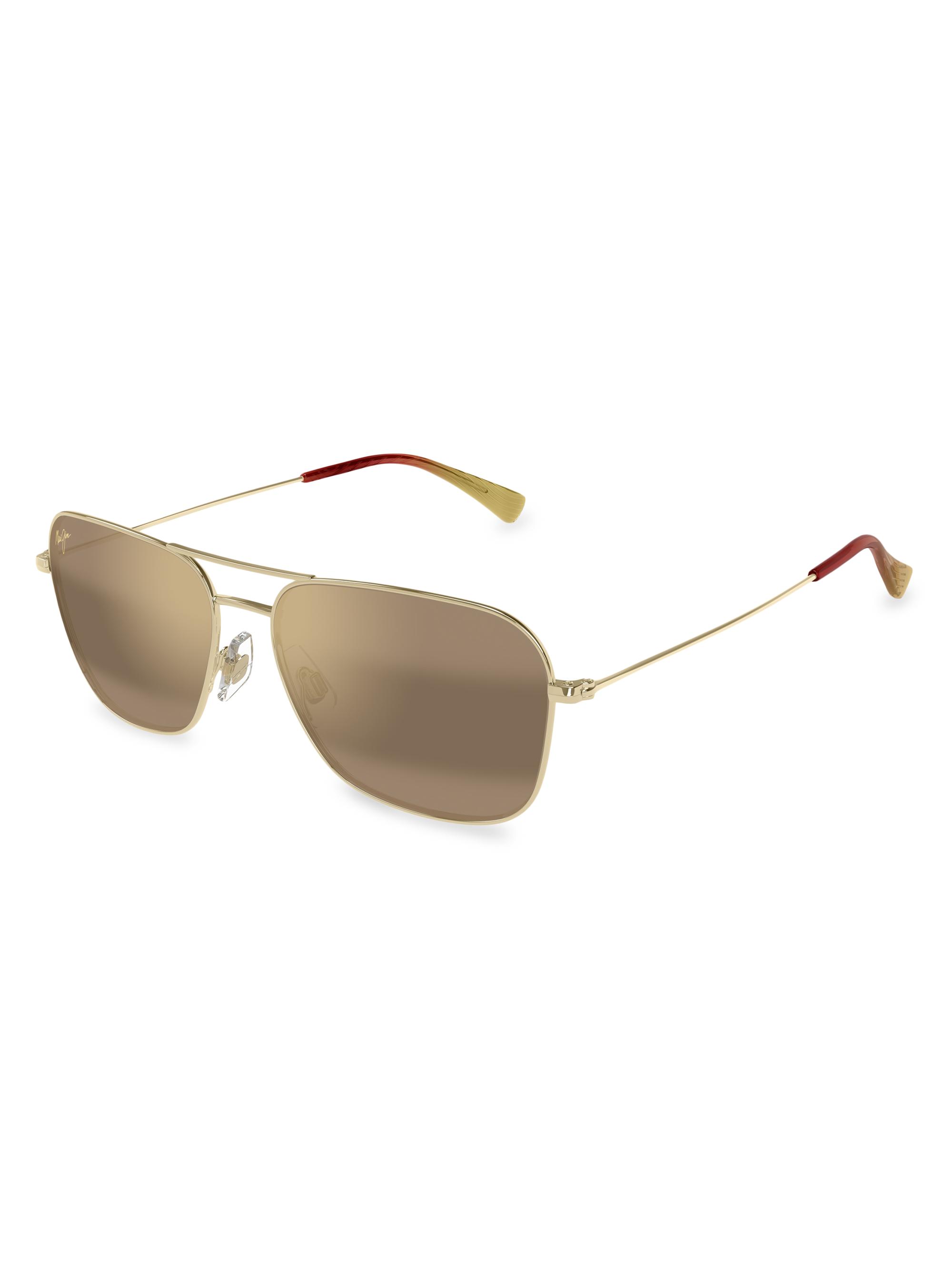 Maui Jim Men's Elua Naauao 58MM Aviator Sunglasses - Gold Light Gold
