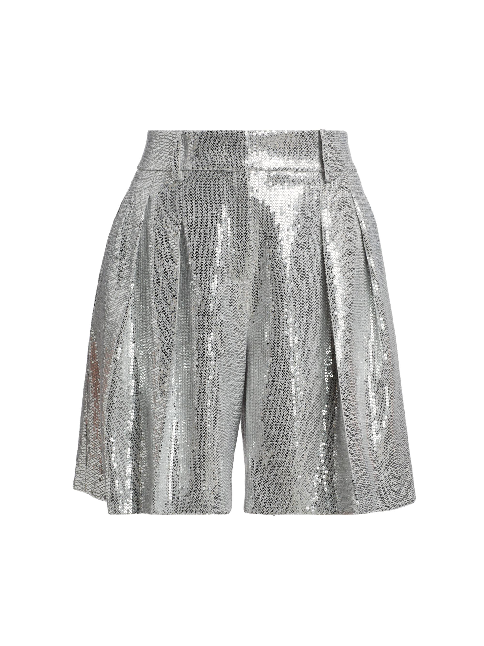 Michael Kors Collection Women's Sequined Pleated Shorts - Pearl Silver