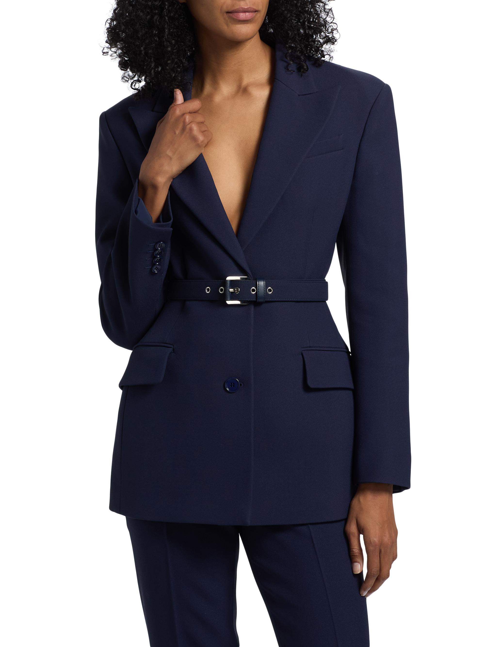 Michael Kors Collection Sculpted Belted Two-Button Blazer