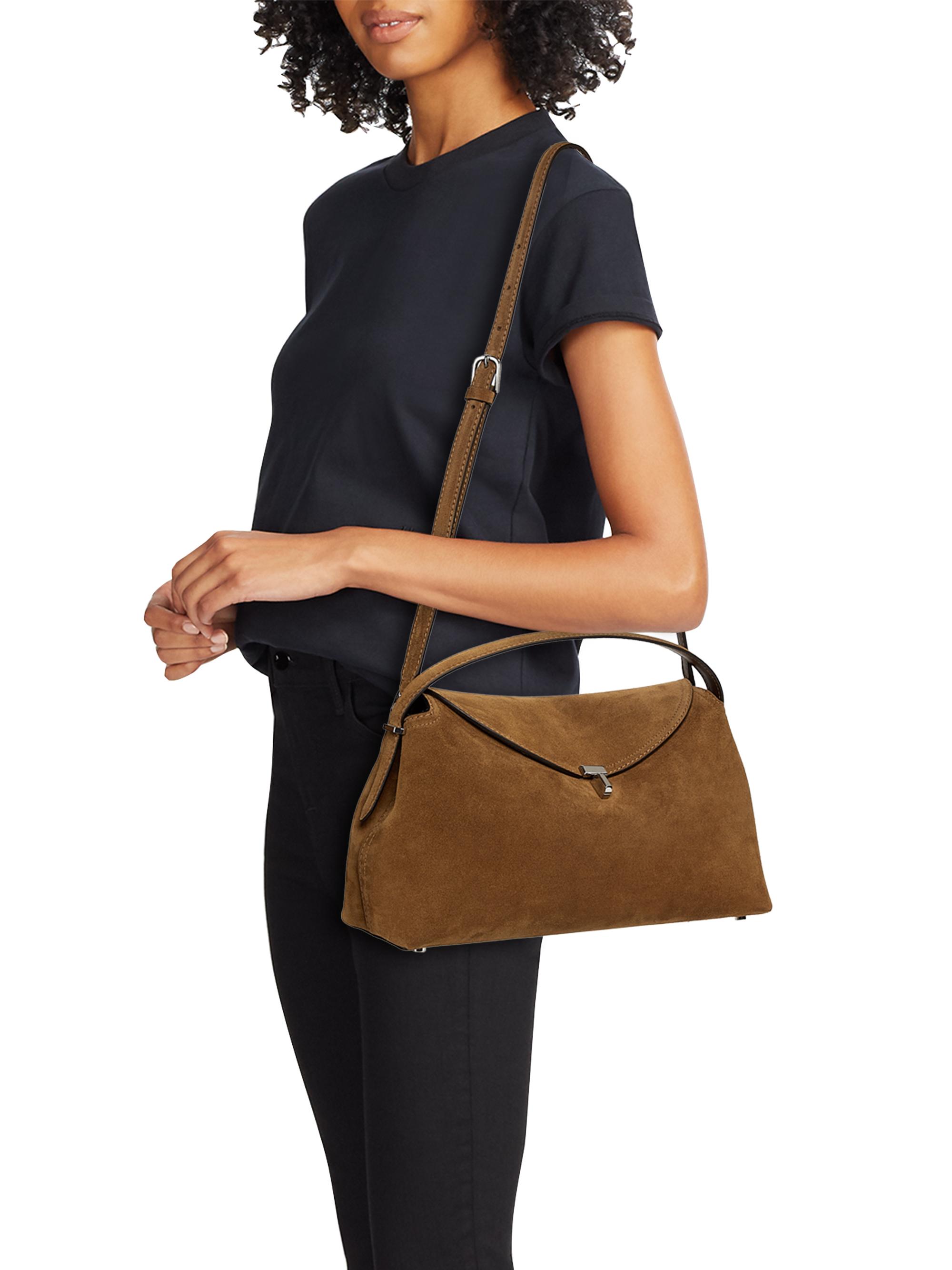 Toteme T-Lock Suede Top Handle Bag | Saks Fifth Avenue