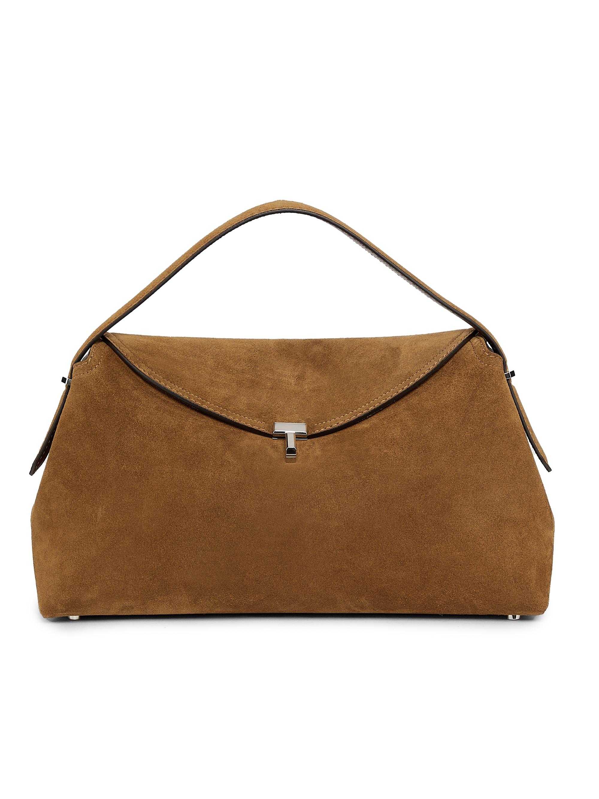 Toteme T-Lock Suede Top Handle Bag | Saks Fifth Avenue