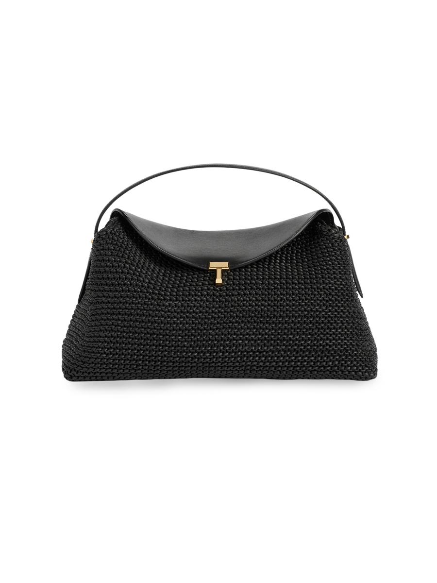 Toteme T-Lock Woven-Leather Top Handle Bag | Saks Fifth Avenue