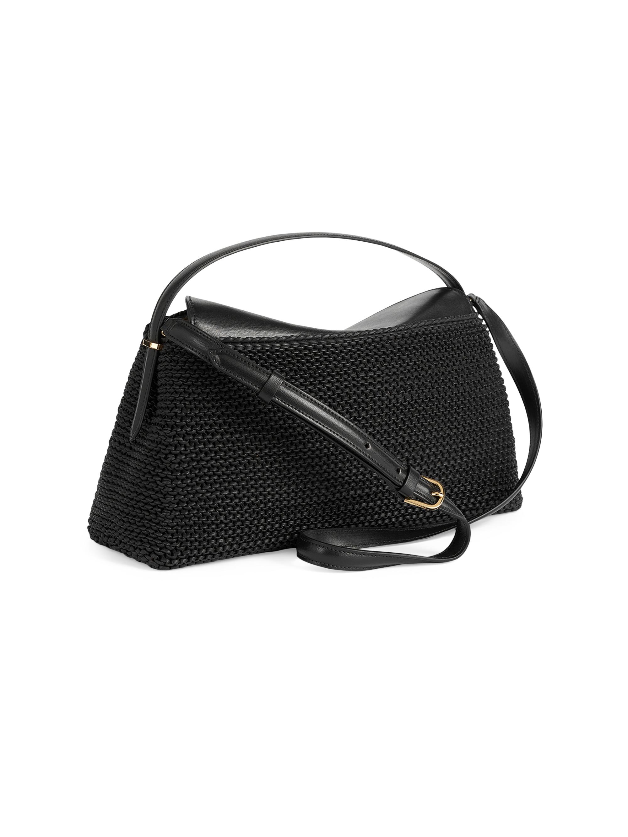 Toteme T-Lock Woven-Leather Top Handle Bag | Saks Fifth Avenue