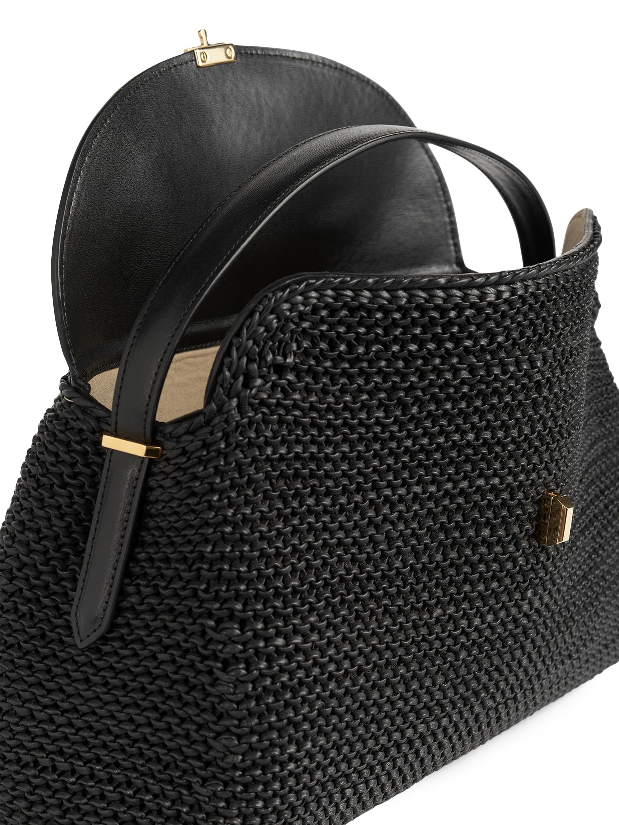 Toteme T-Lock Woven-Leather Top Handle Bag | Saks Fifth Avenue