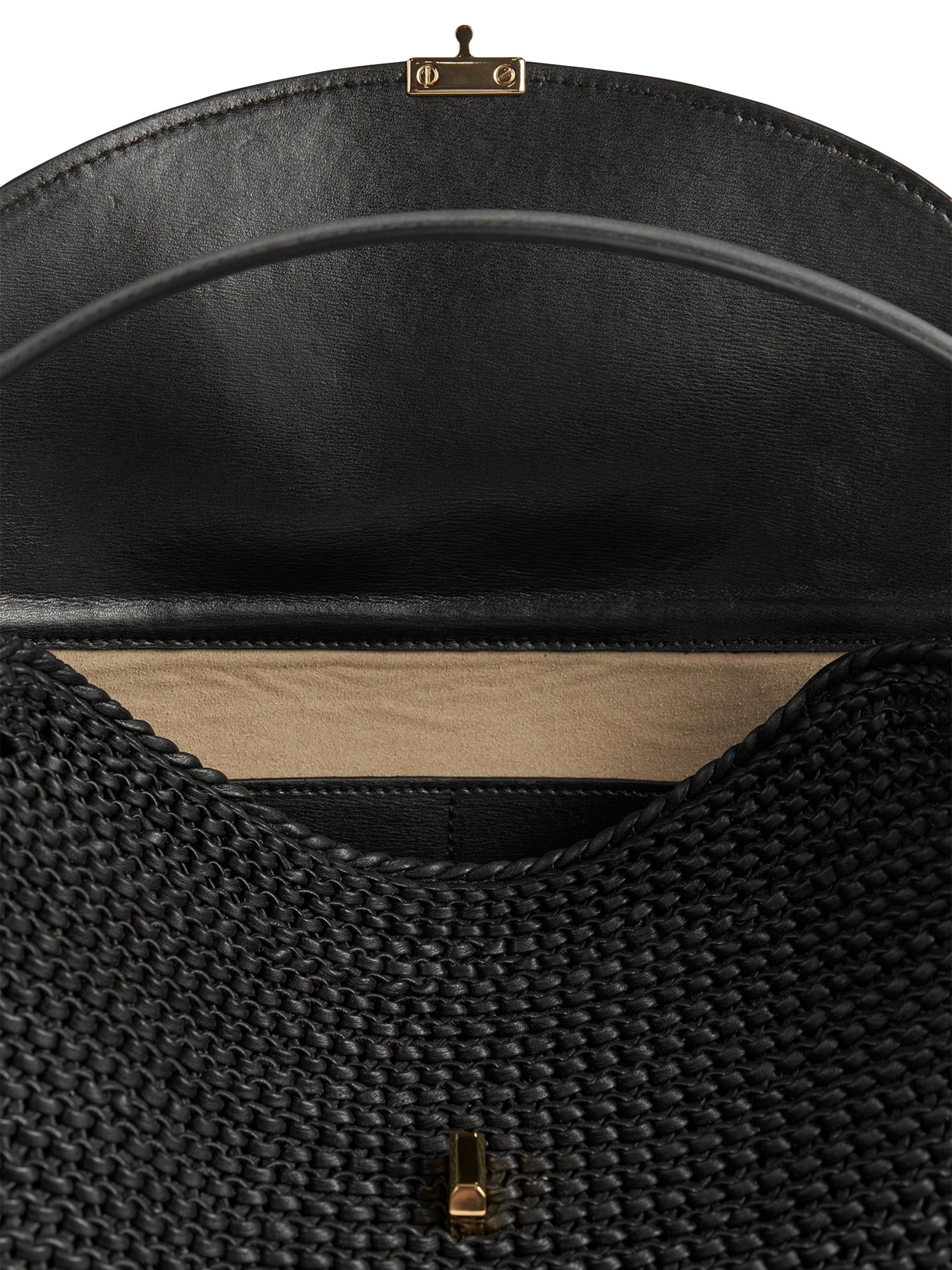 Toteme T-Lock Woven-Leather Top Handle Bag | Saks Fifth Avenue