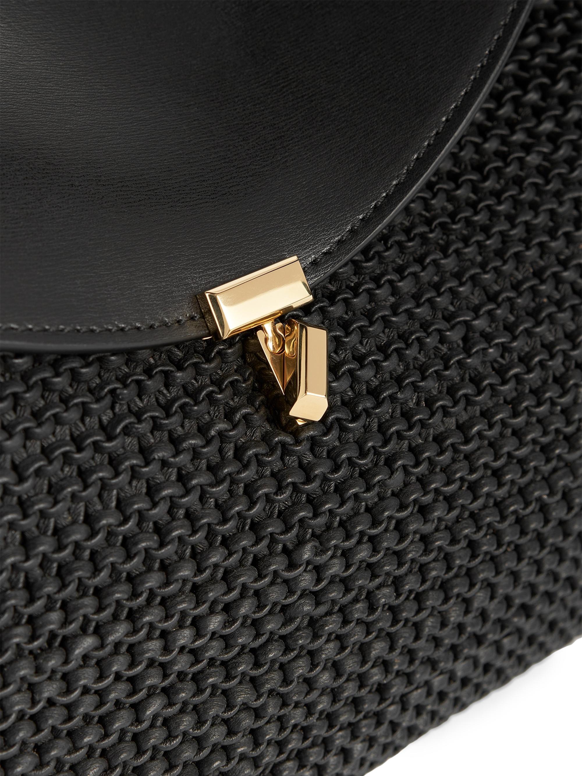 Toteme T-Lock Woven-Leather Top Handle Bag | Saks Fifth Avenue