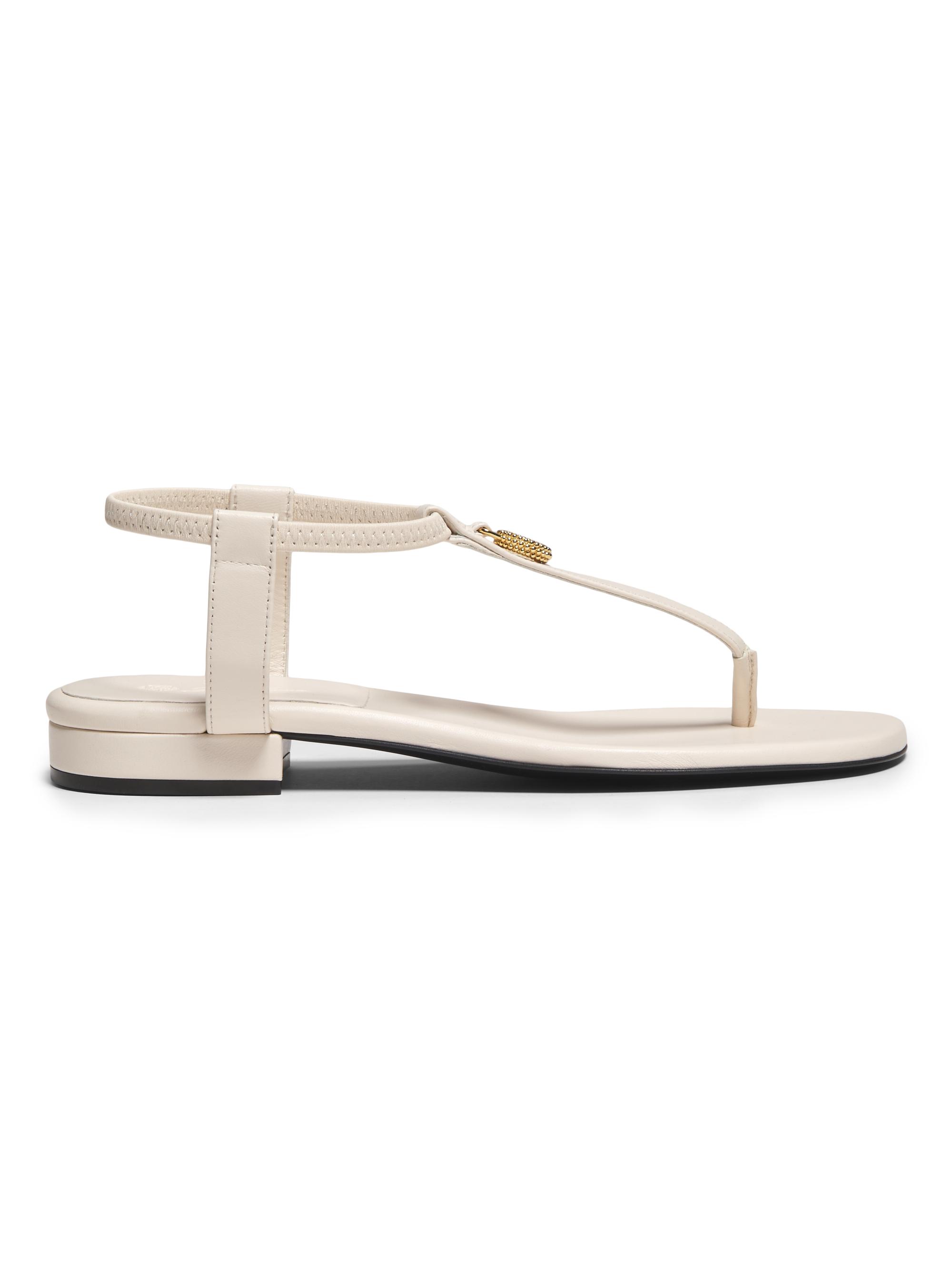 Loro Piana Women's Mindil Leather Flat Sandals - Whisper White