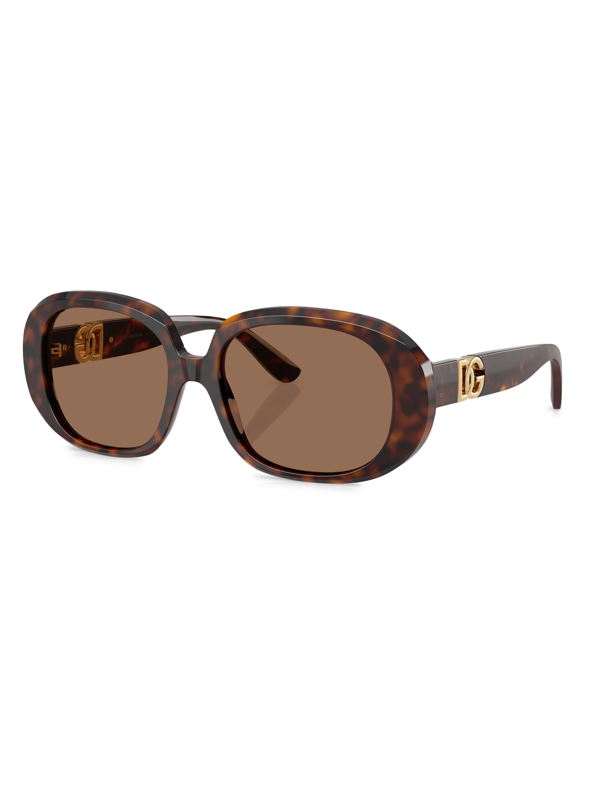 Dolce & Gabbana Women's 56MM Oval Sunglasses - Brown Havana