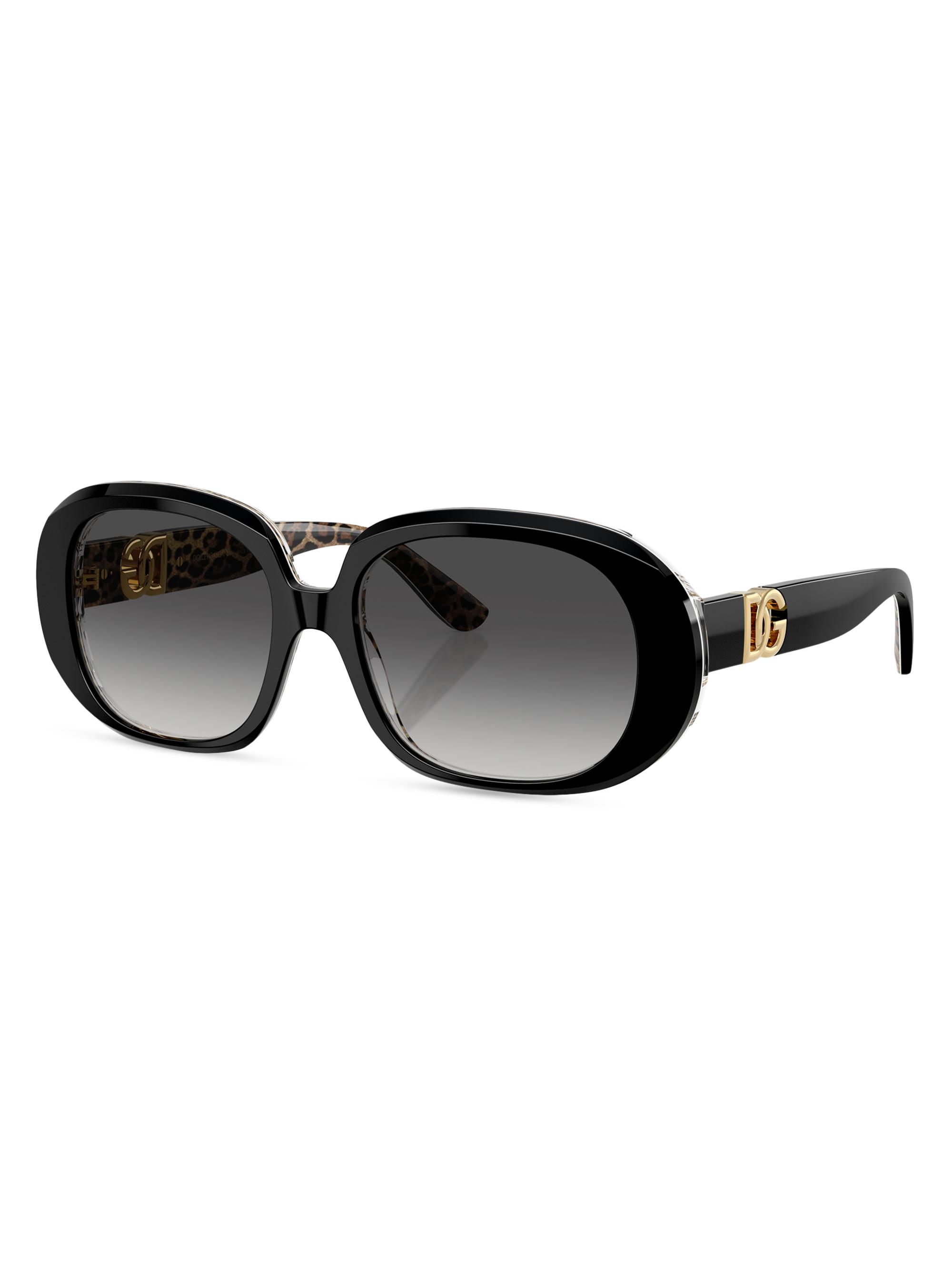 Dolce & Gabbana Women's 56MM Oval Sunglasses - Gradient Grey Black Leopard