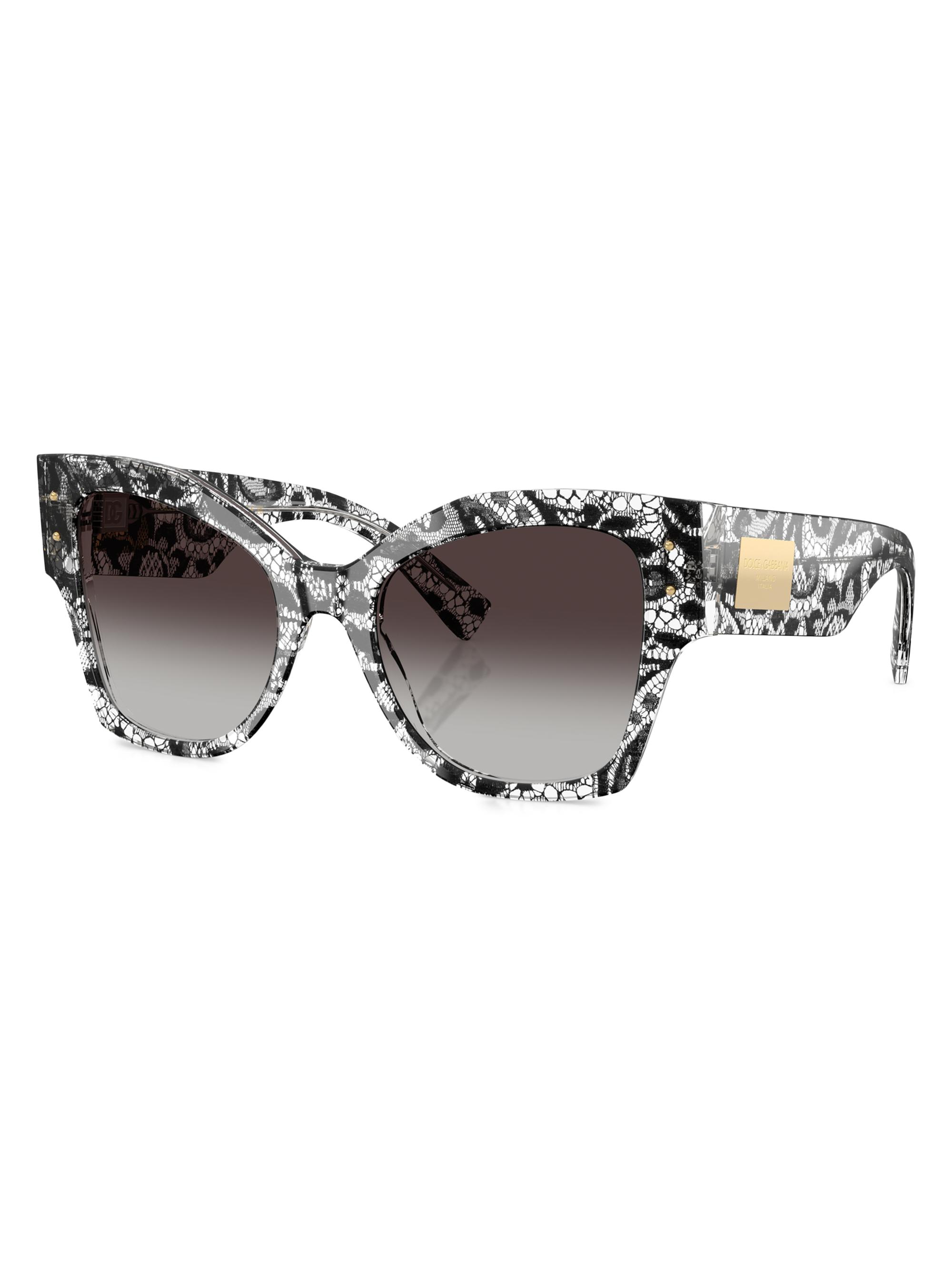 Dolce & Gabbana Women's 53MM Cat-Eye Sunglasses - Gradient Grey Black Lace