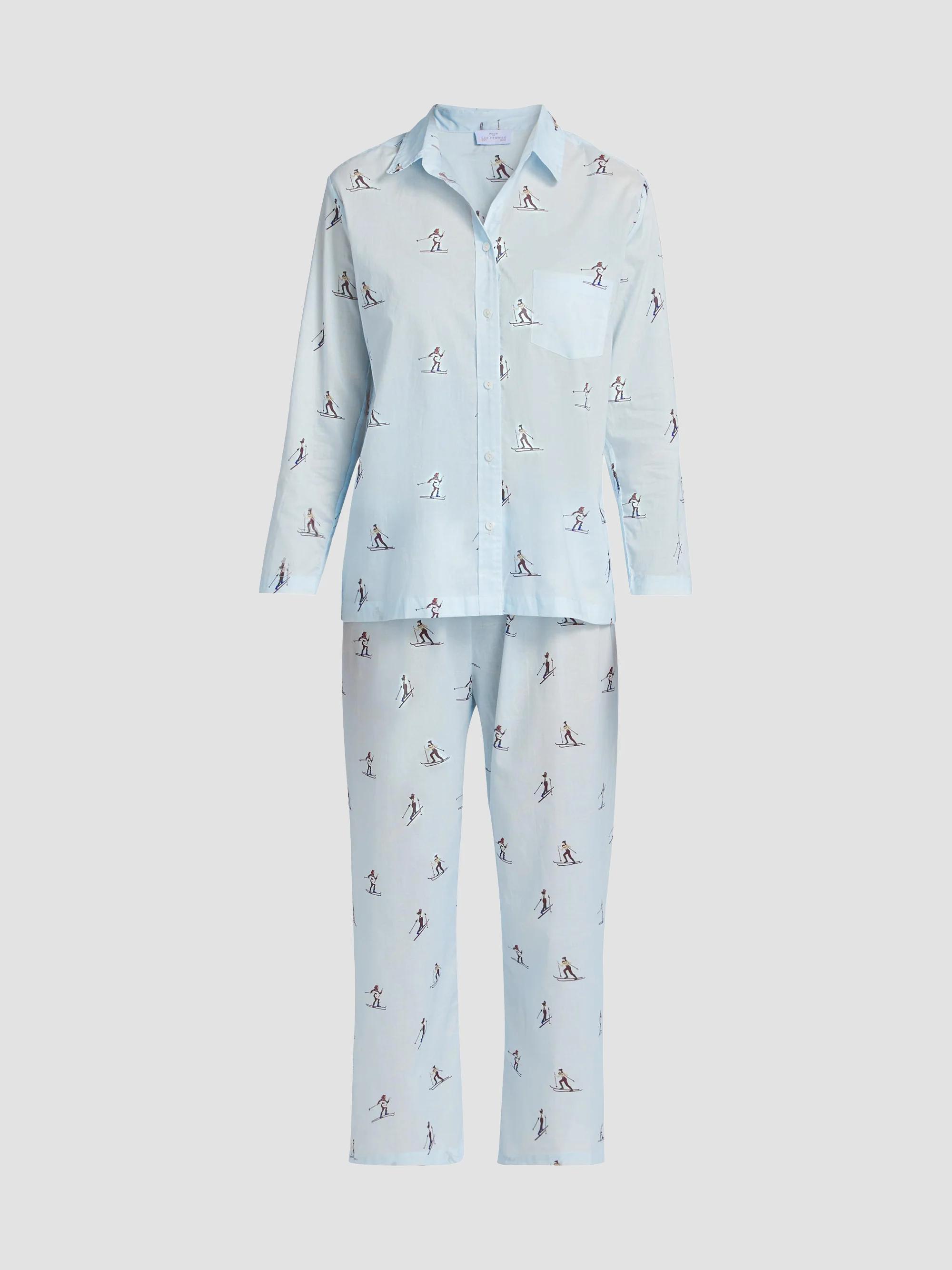 Pour Les Femmes Women's Cross Country Skiers Long-Sleeve Pajamas - Cross Country Skiers - Size XS