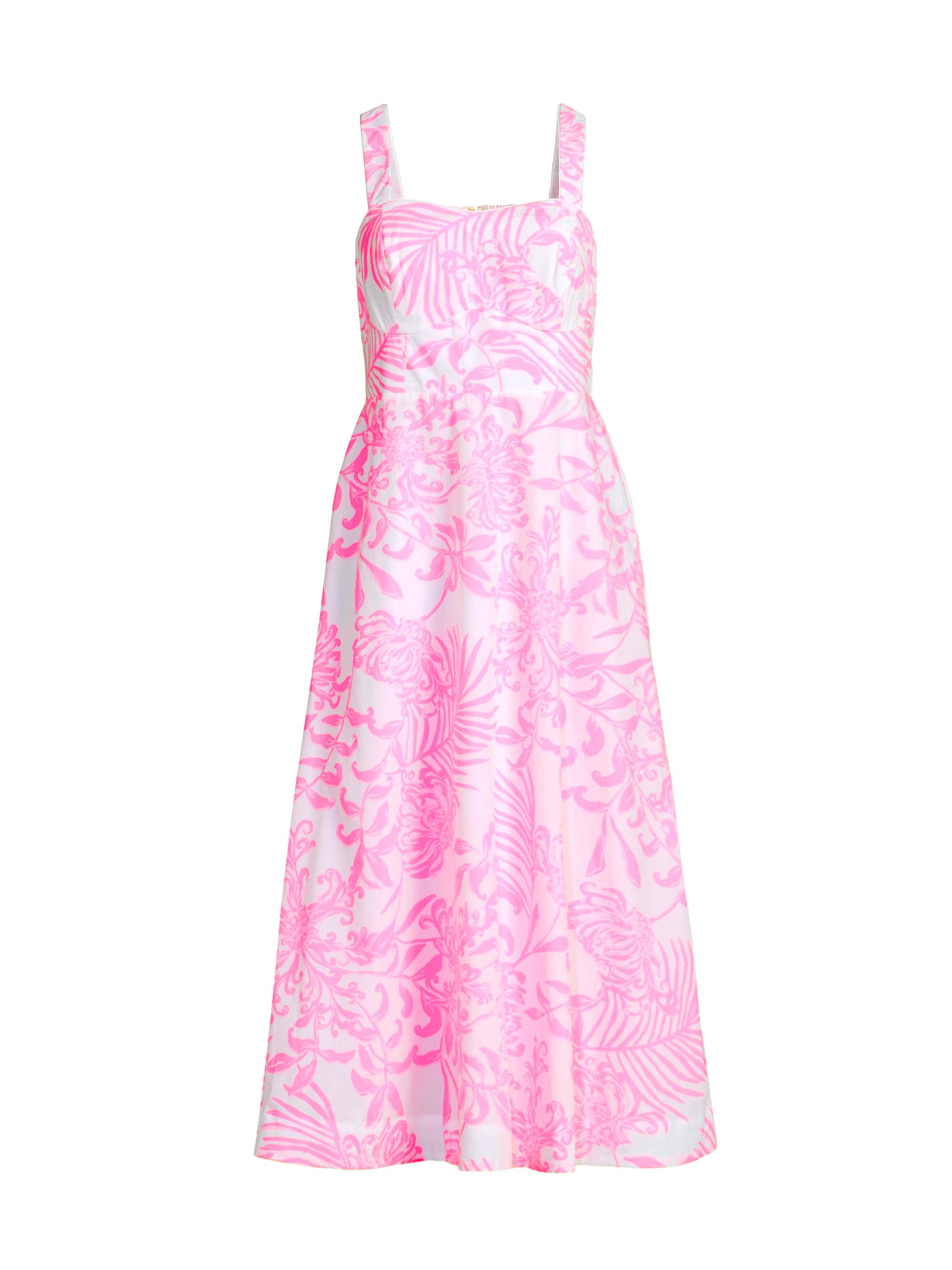 Lilly Pulitzer Women's Palm Print Poplin Midi-Dress - Rousseau Pink