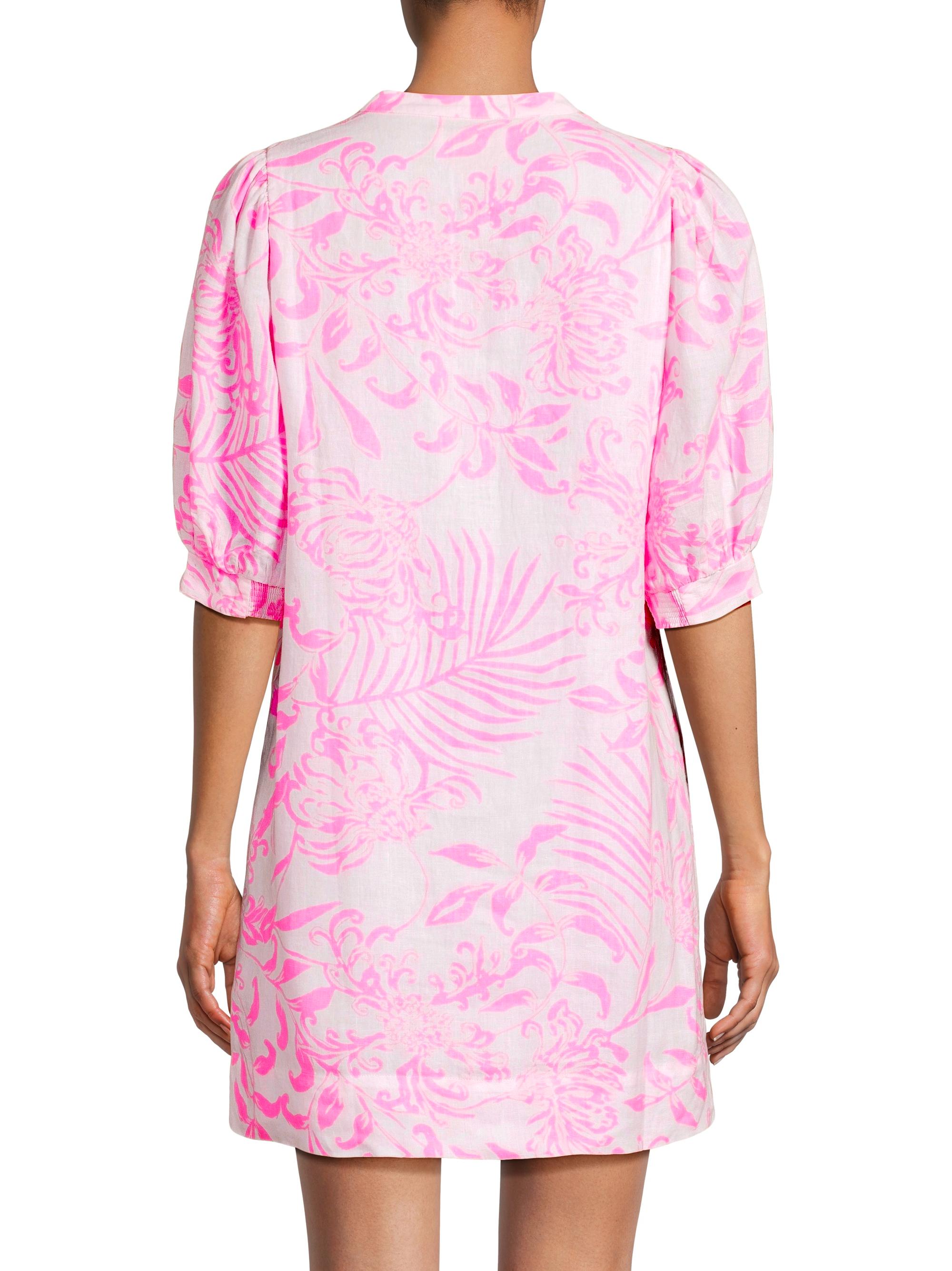 chinese dress ladies Lilly Pulitzer, Womens, Mialeigh Elbow Sleeve Linen, Blue Peri X Resort  White, 16 at Amazon Women's Clothing store
