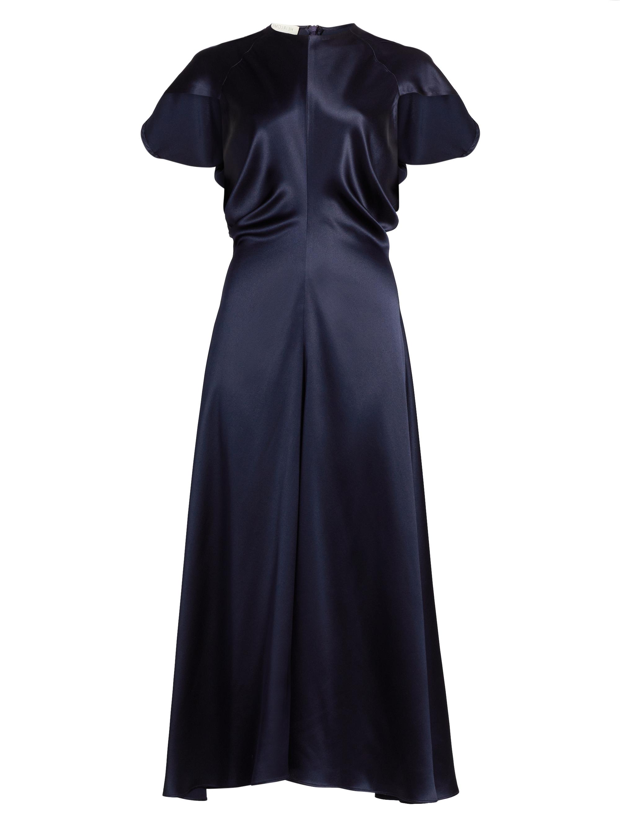 Heirlome Women's Anais Silk Cape-Sleeve Midi-Dress - Midnight Navy