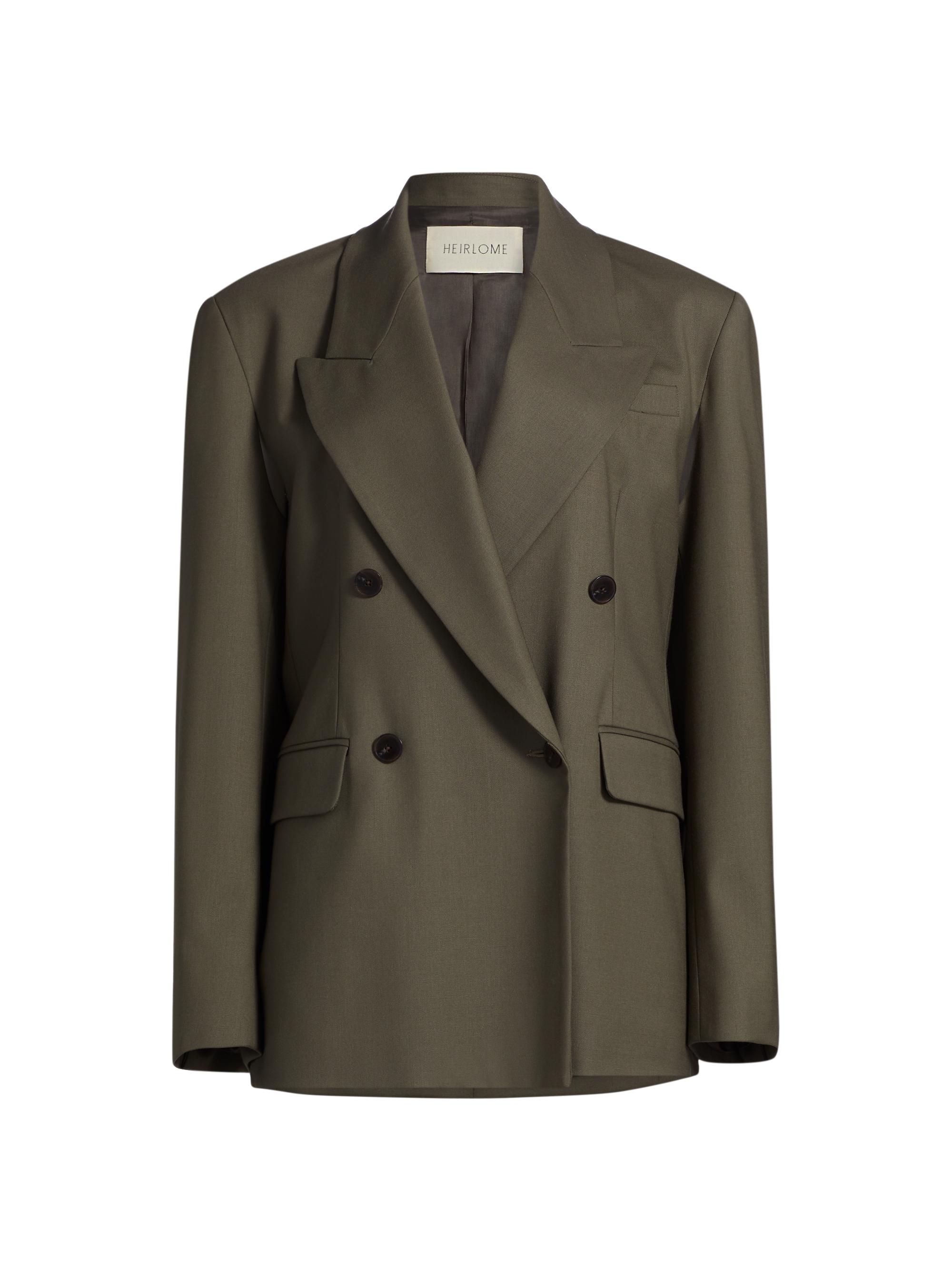 Heirlome Women's Antonella Twill Double-Breasted Blazer - Pewter Green
