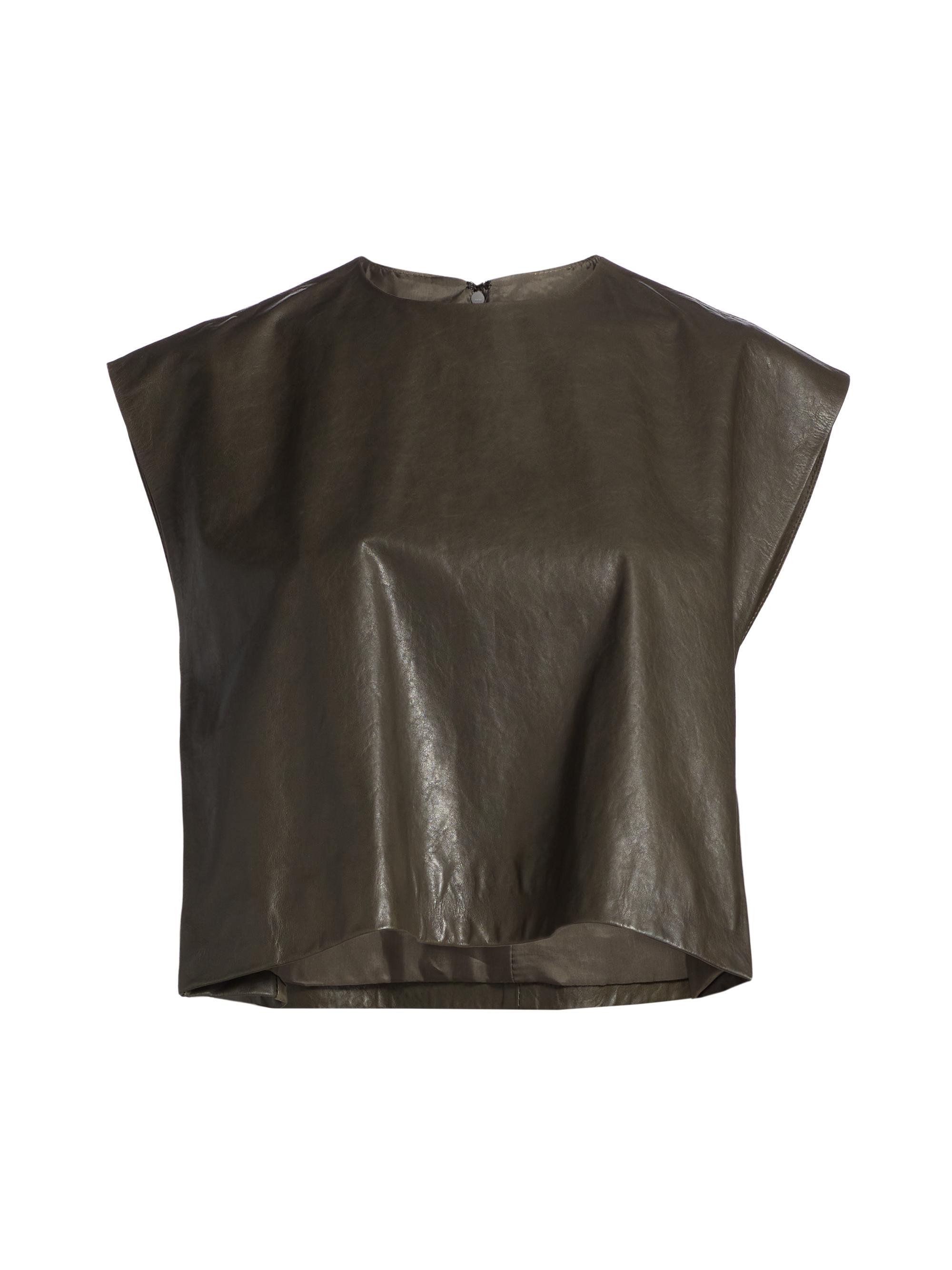 Heirlome Women's Milagros Leather SleevelessCropTop - Pewter Green