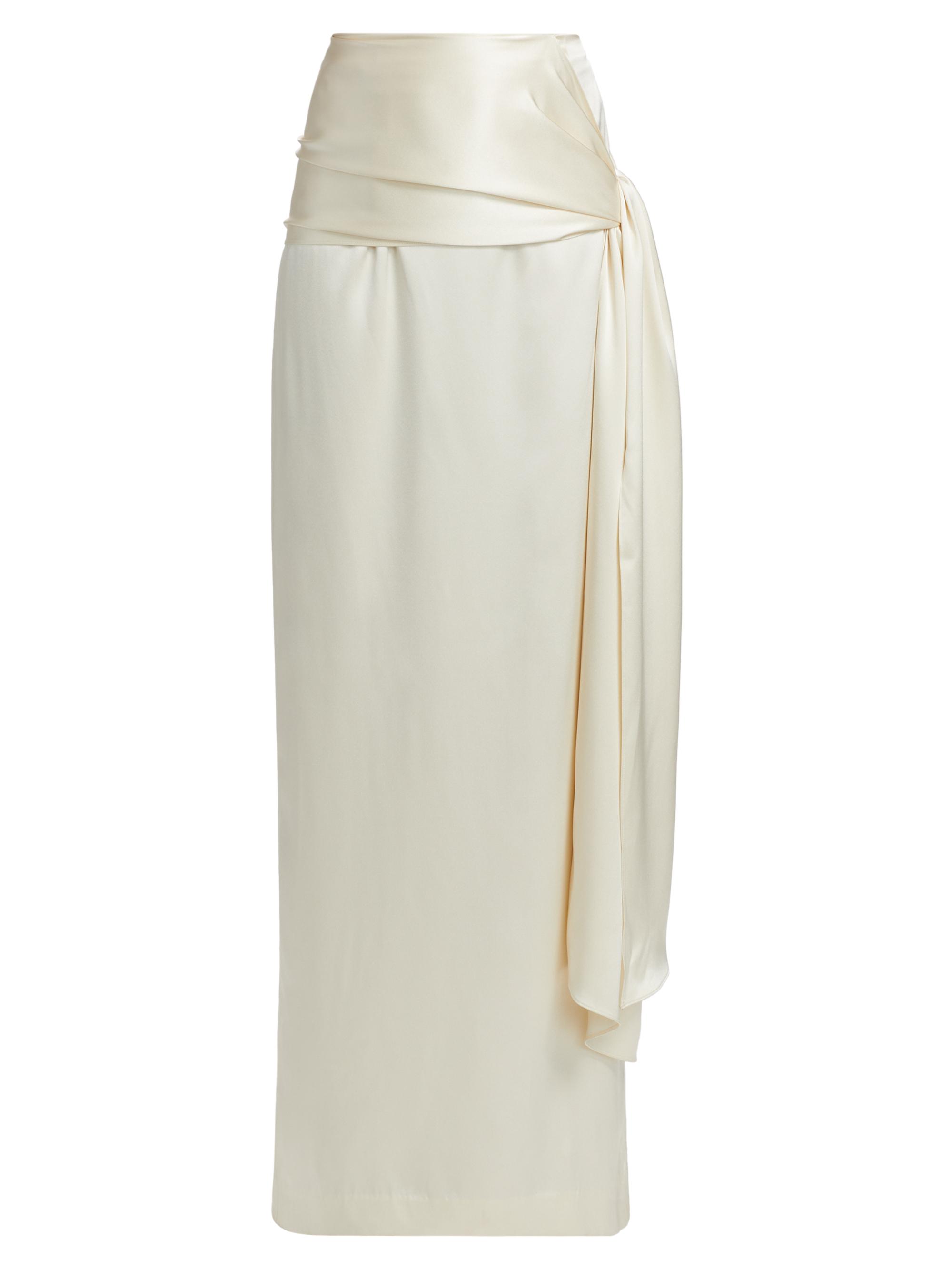 Heirlome Women's Mila Draped Silk Maxi Skirt - Bone