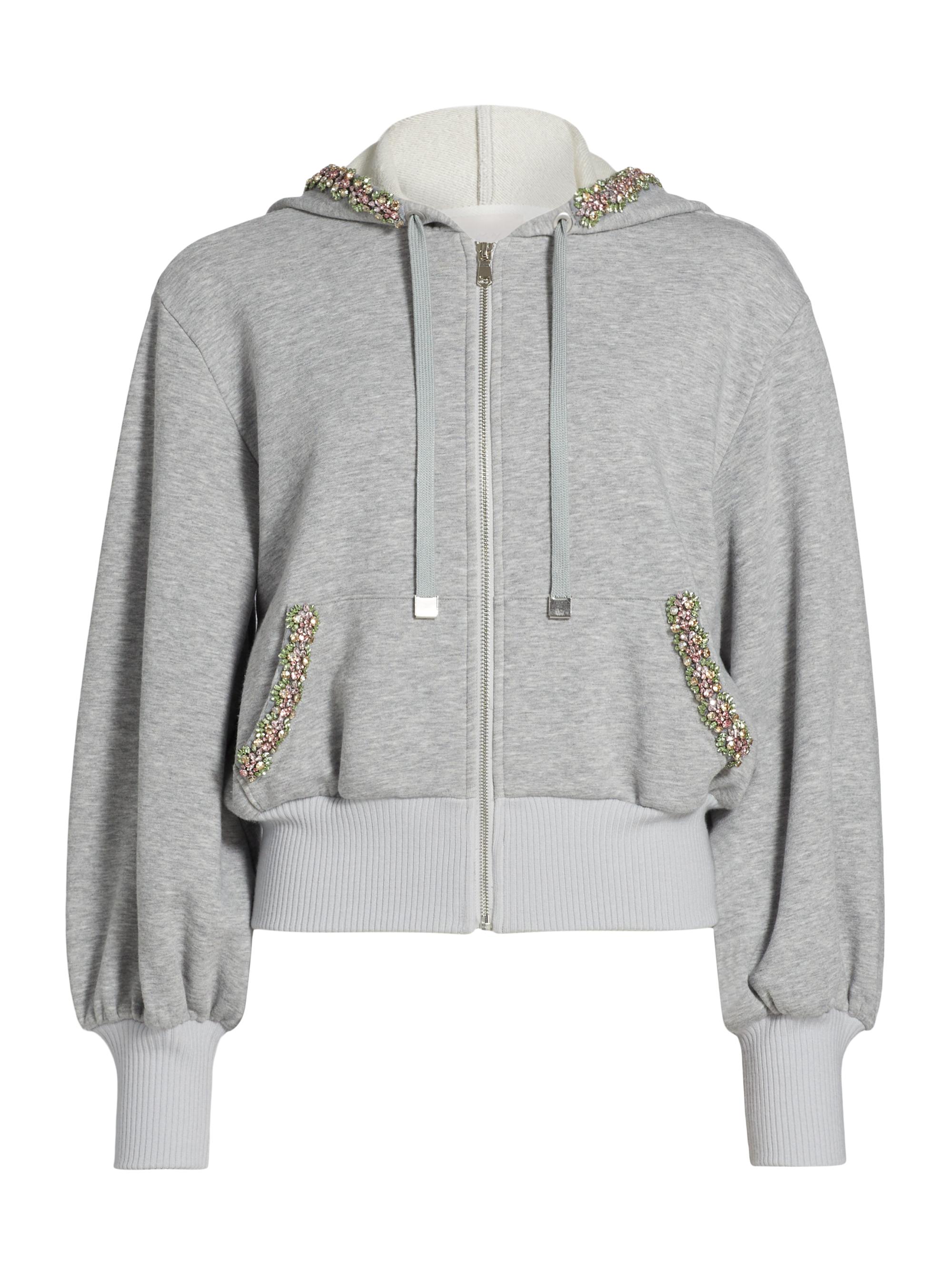 Cinq à Sept Maddie Crystal-Embellished Zip Hoodie | Saks Fifth Avenue