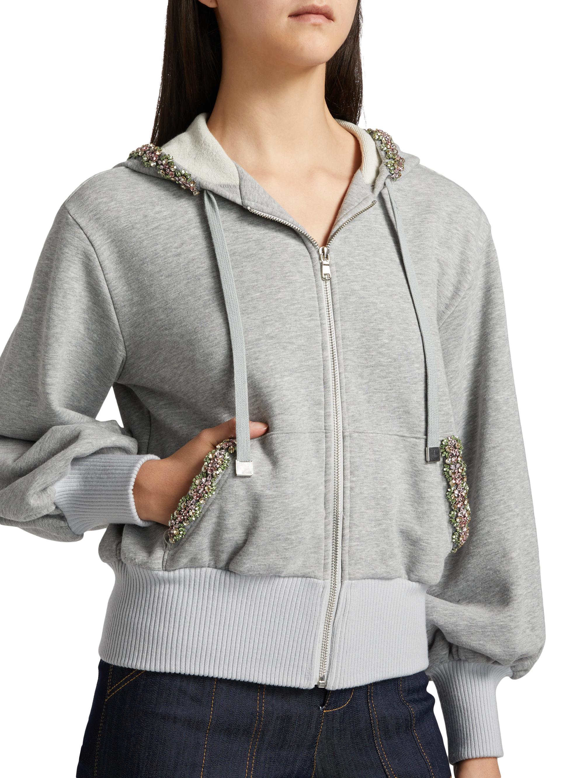 Cinq à Sept Maddie Crystal-Embellished Zip Hoodie | Saks Fifth Avenue