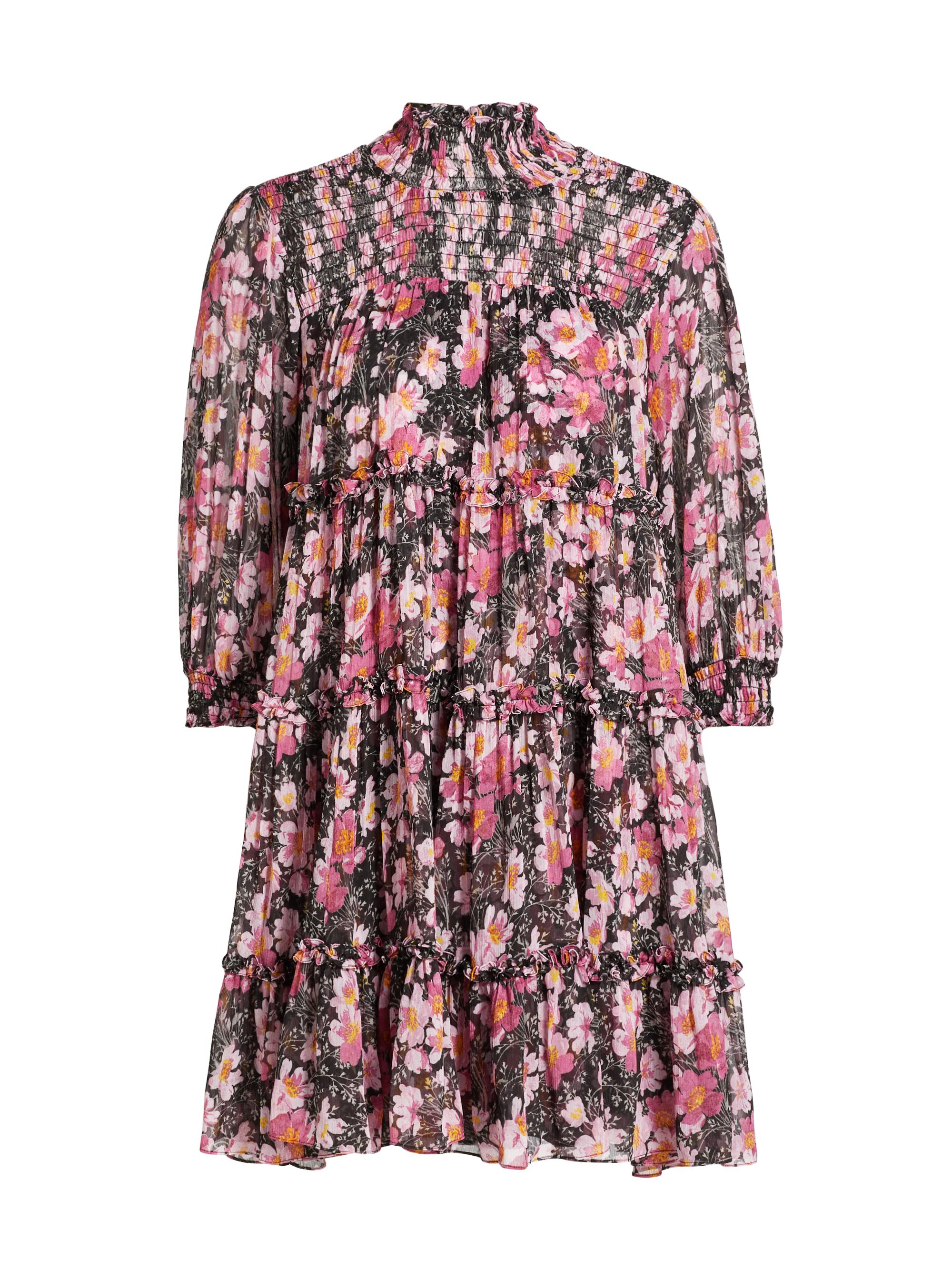 Cinq à Sept Women's Olive Cosmo Flowers Minidress - Black Mauve Orchid