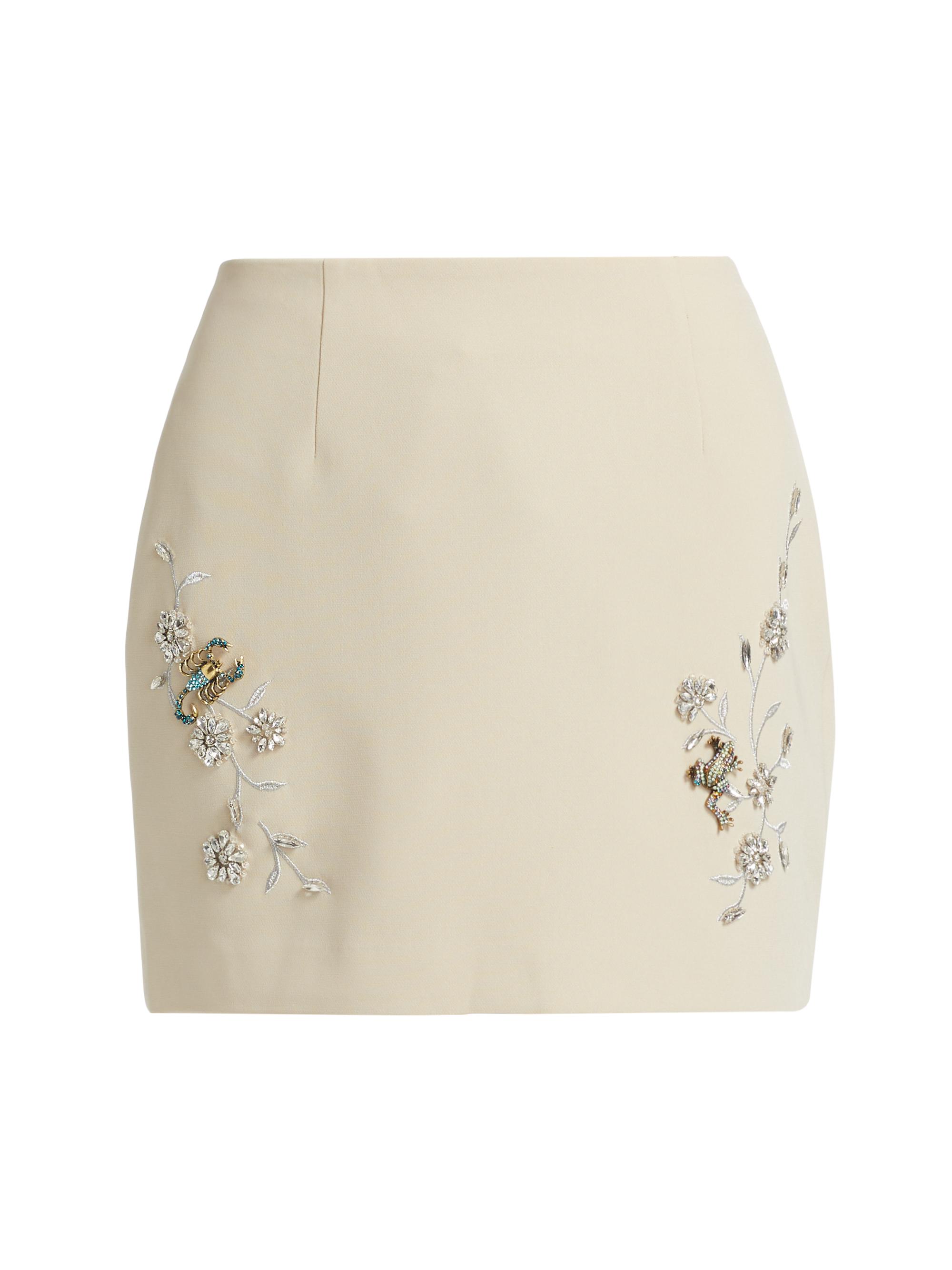 CINQ A SEPT Women's Doris Diamond Vines Miniskirt - Khaki Silver
