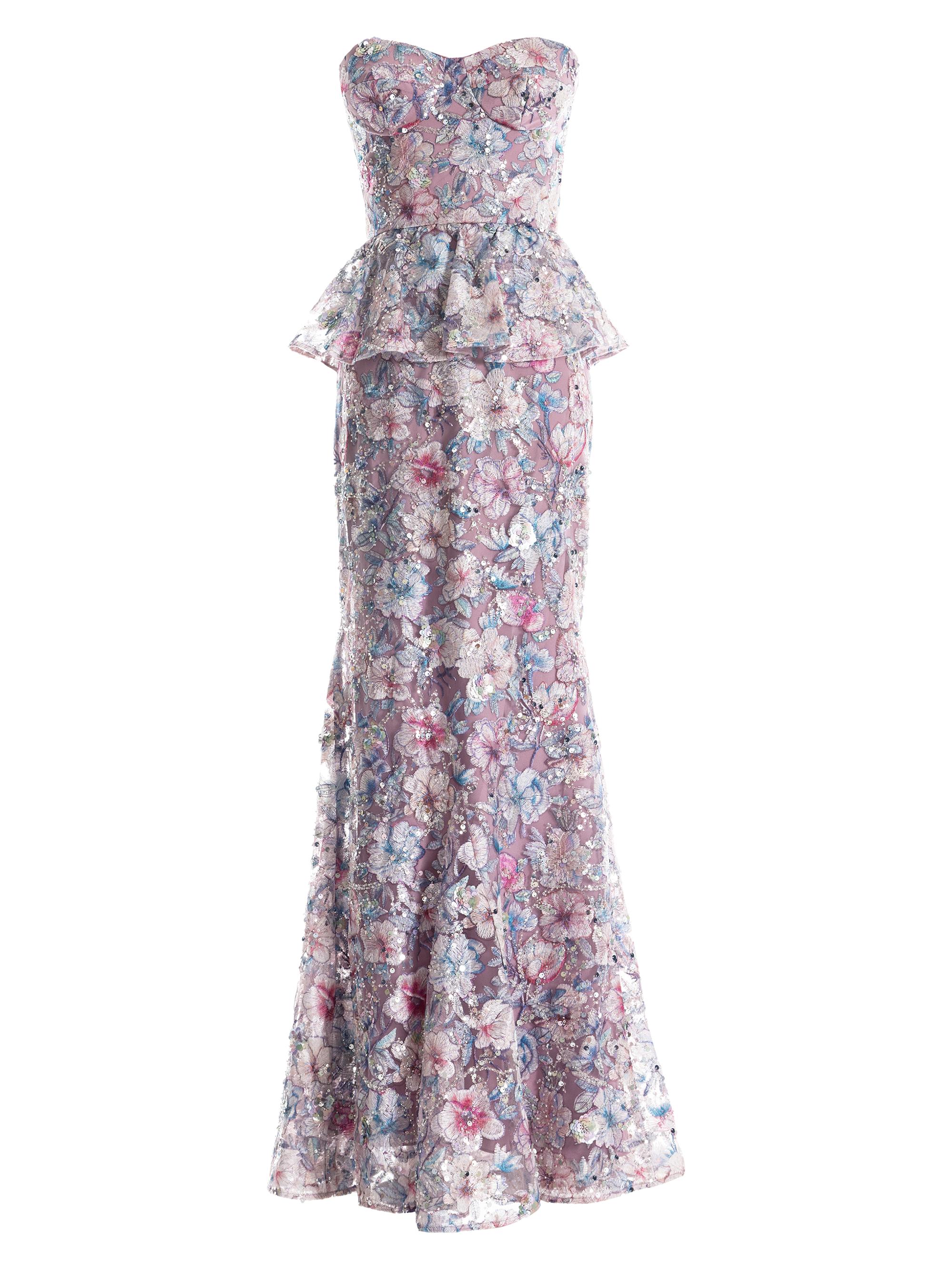 Dress The Population Carina Floral Embroidered Strapless Bustier