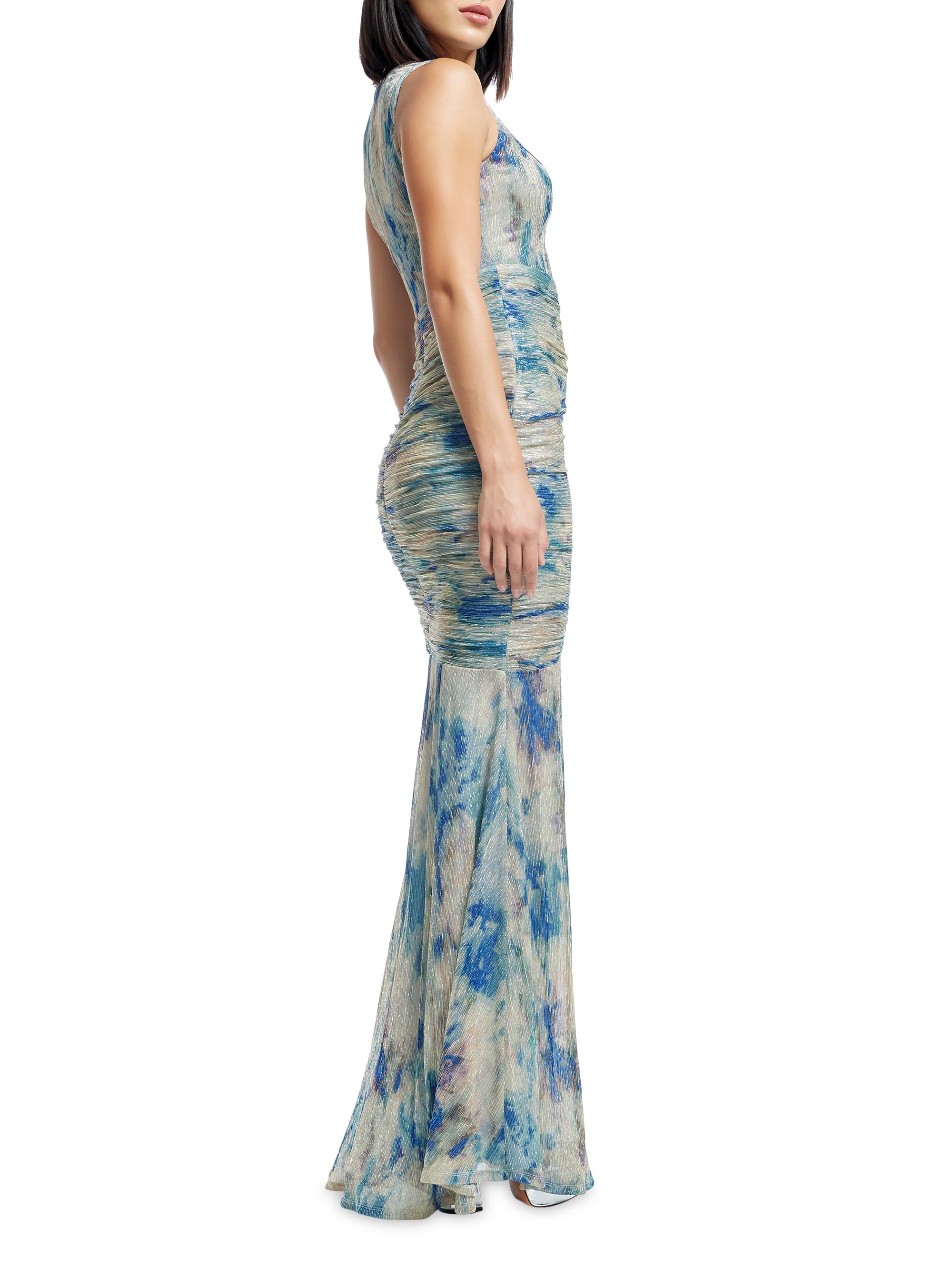 Dress The Population Violetta Sleeveless Metallic Pliss Knit Mermaid Gown  | Saks Fifth Avenue