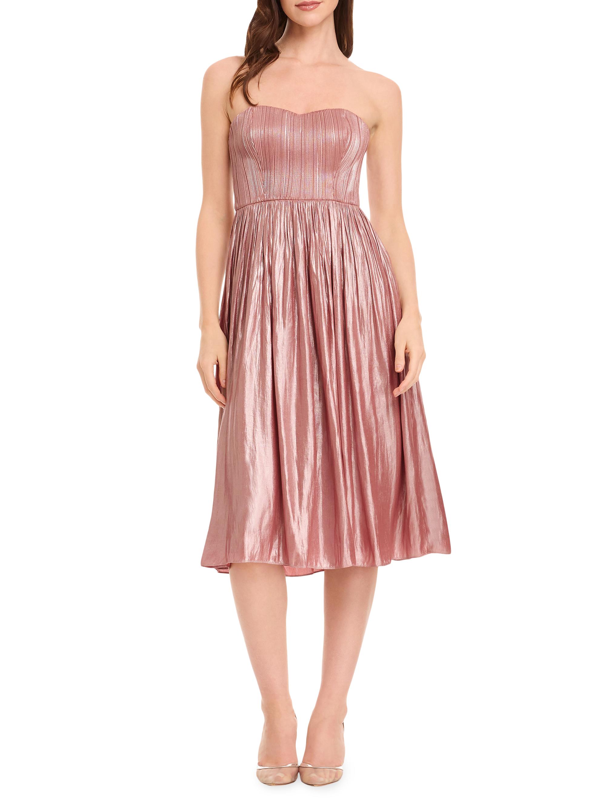 Dress The Population Tovah Satin Strapless Fit & Flare Midi-Dress | Saks  Fifth Avenue