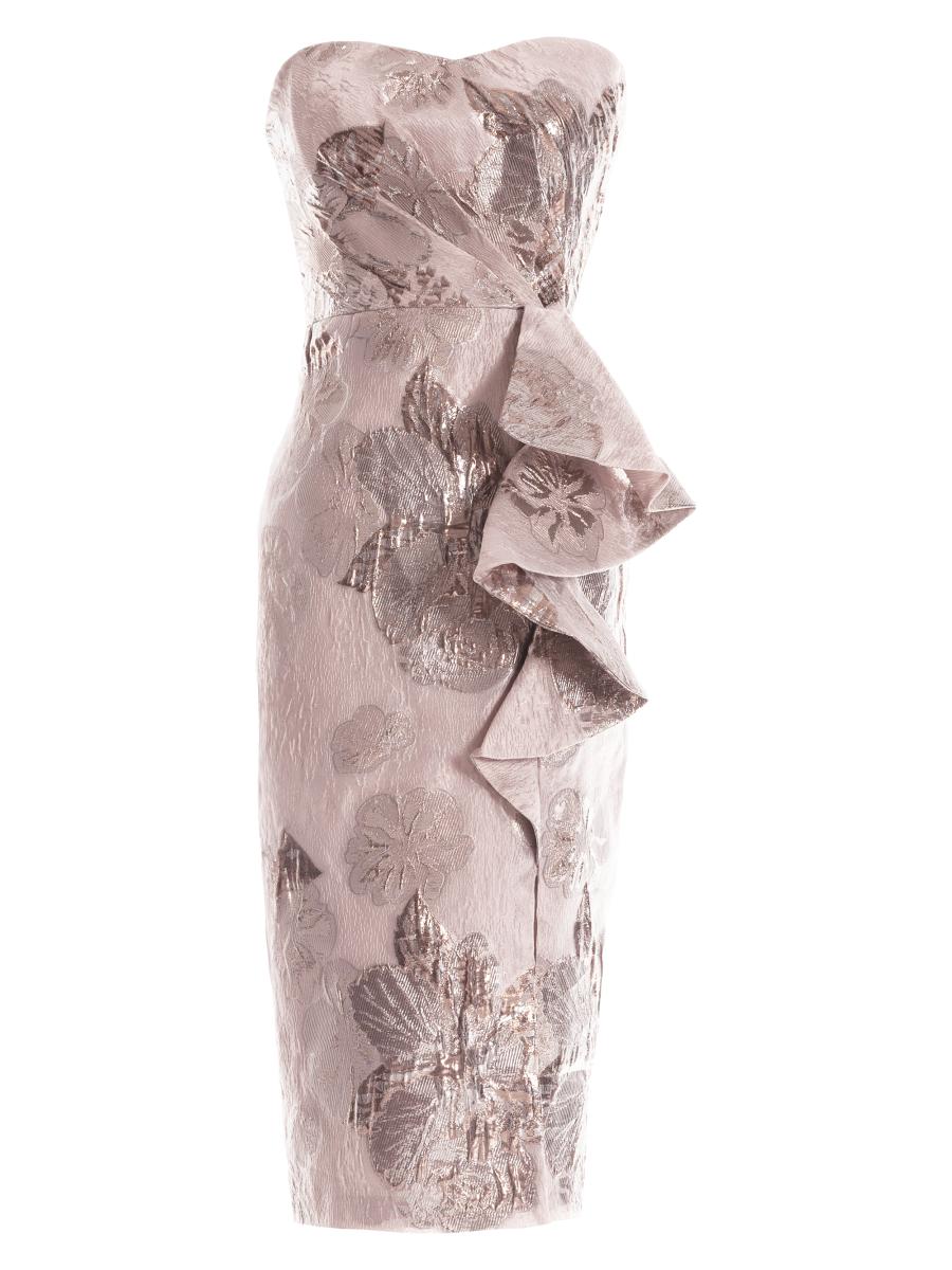 Dress The Population Kieron Jacquard Strapless Midi-Dress