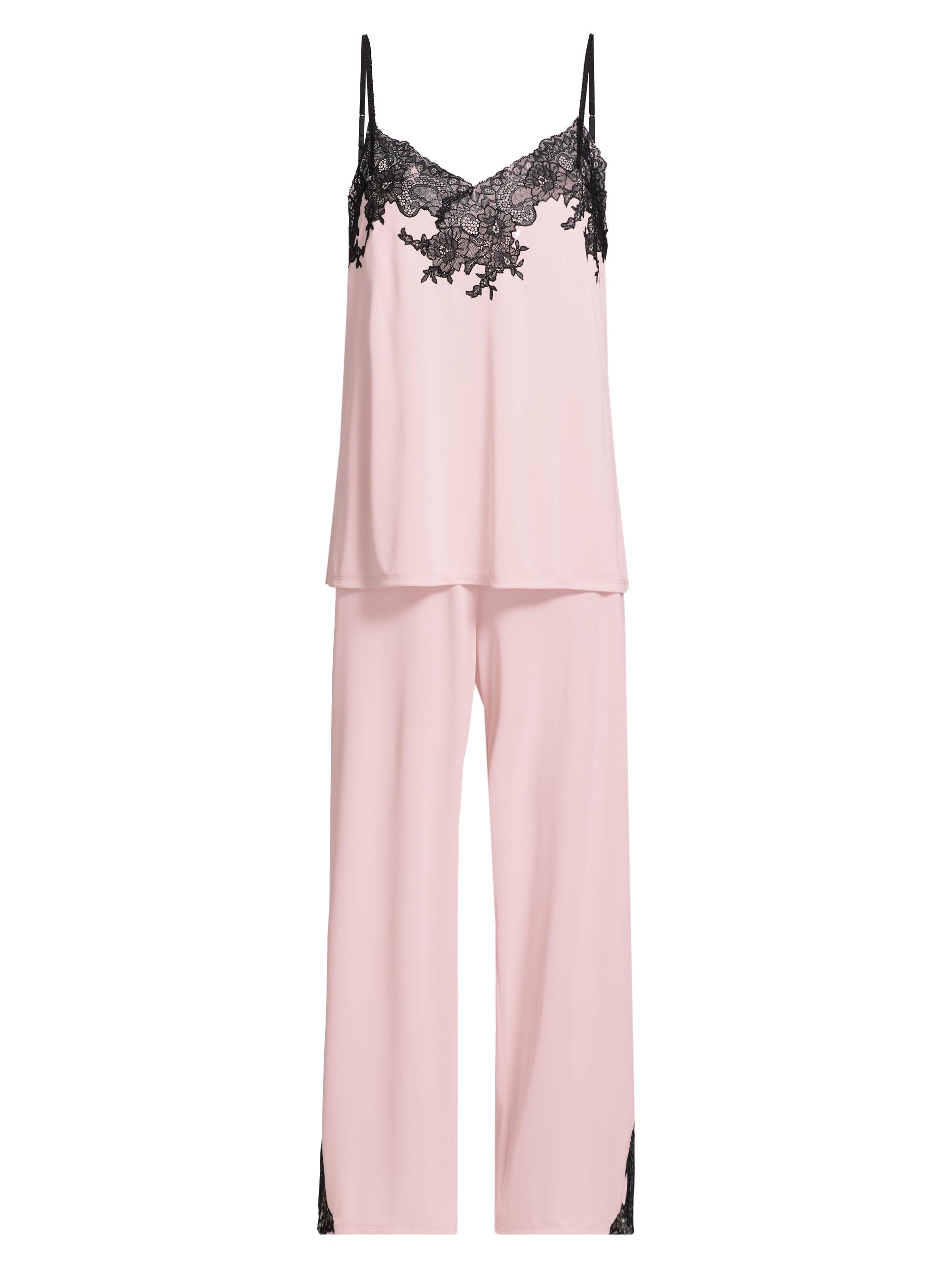 Natori Women's Enchant Lace-Trim Jersey Pajamas - Black