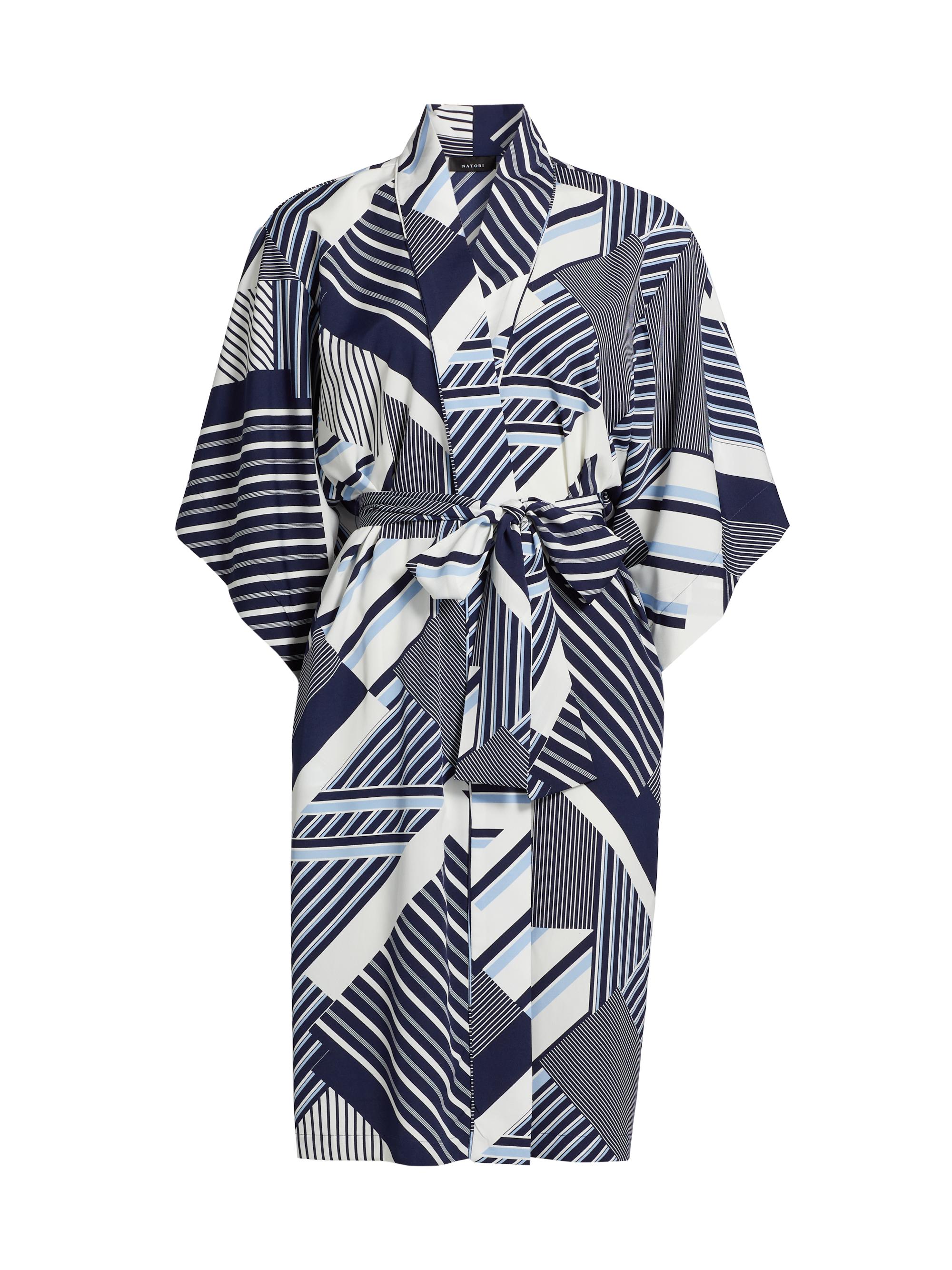 Natori Women's Shima Geometric Robe - Powder Blue Navy