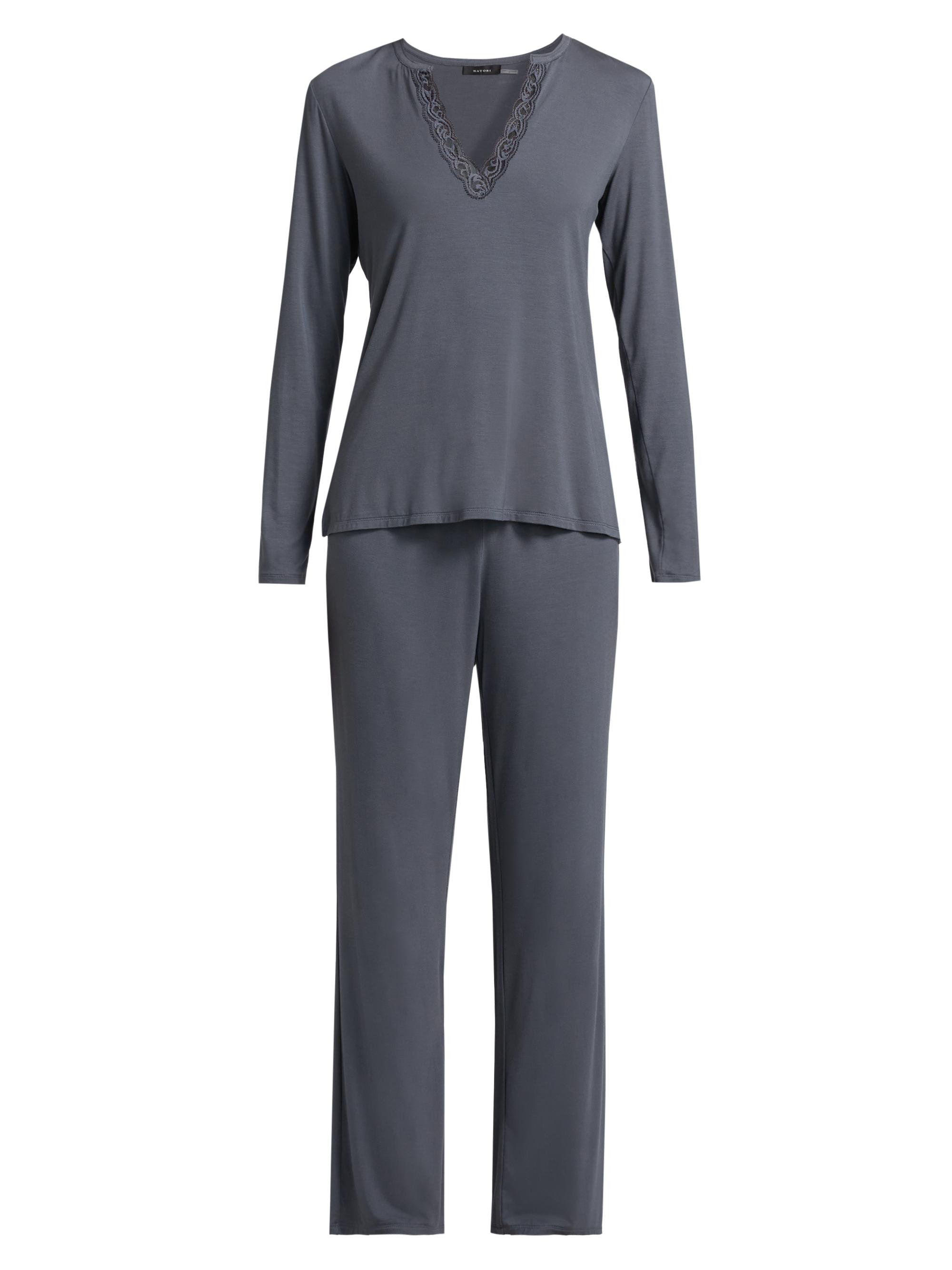 Natori Women's Feathers Essentials Long-Sleeve Pajamas - Ash Navy