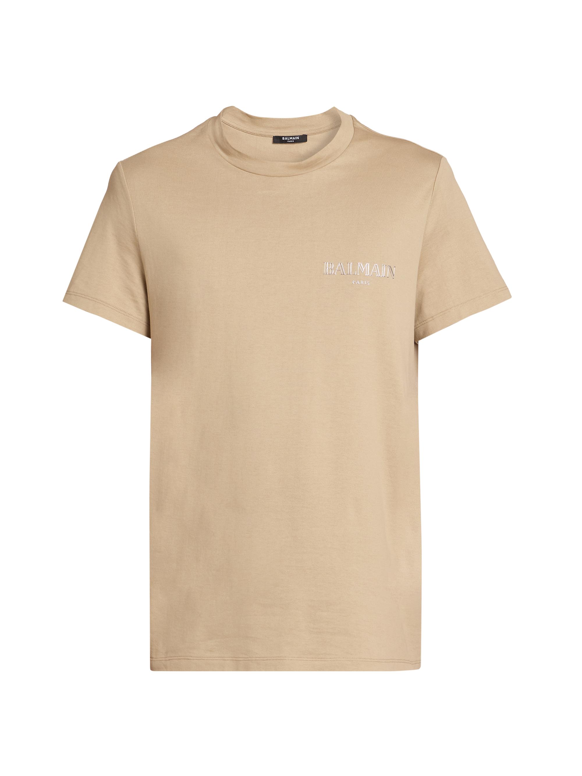 Balmain Men's Vintage Gel Cotton Slim-Fit T-Shirt - Camel Argent
